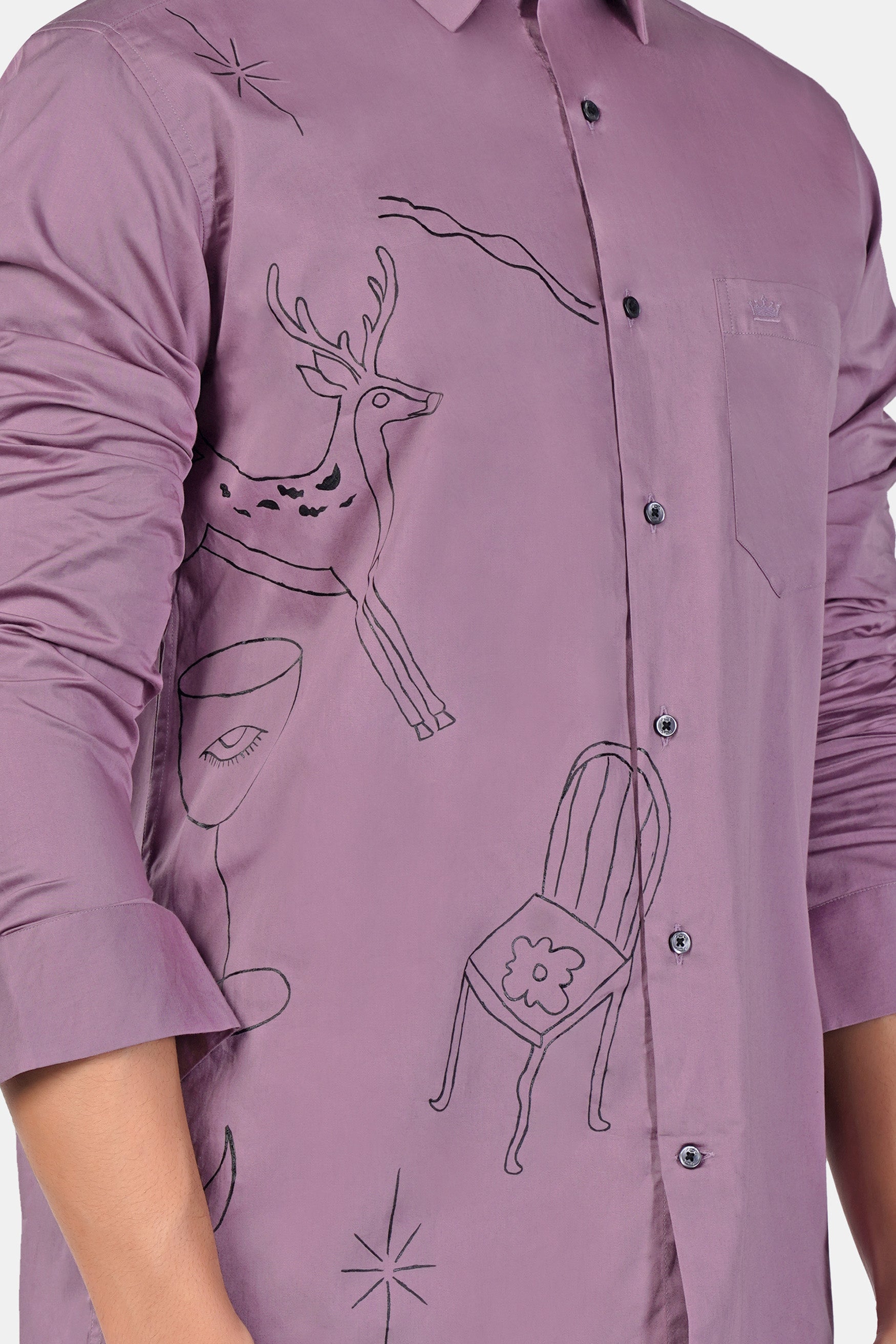 Bouquet Purple Hand Painted Subtle Sheen Super Soft Premium Cotton Designer Shirt