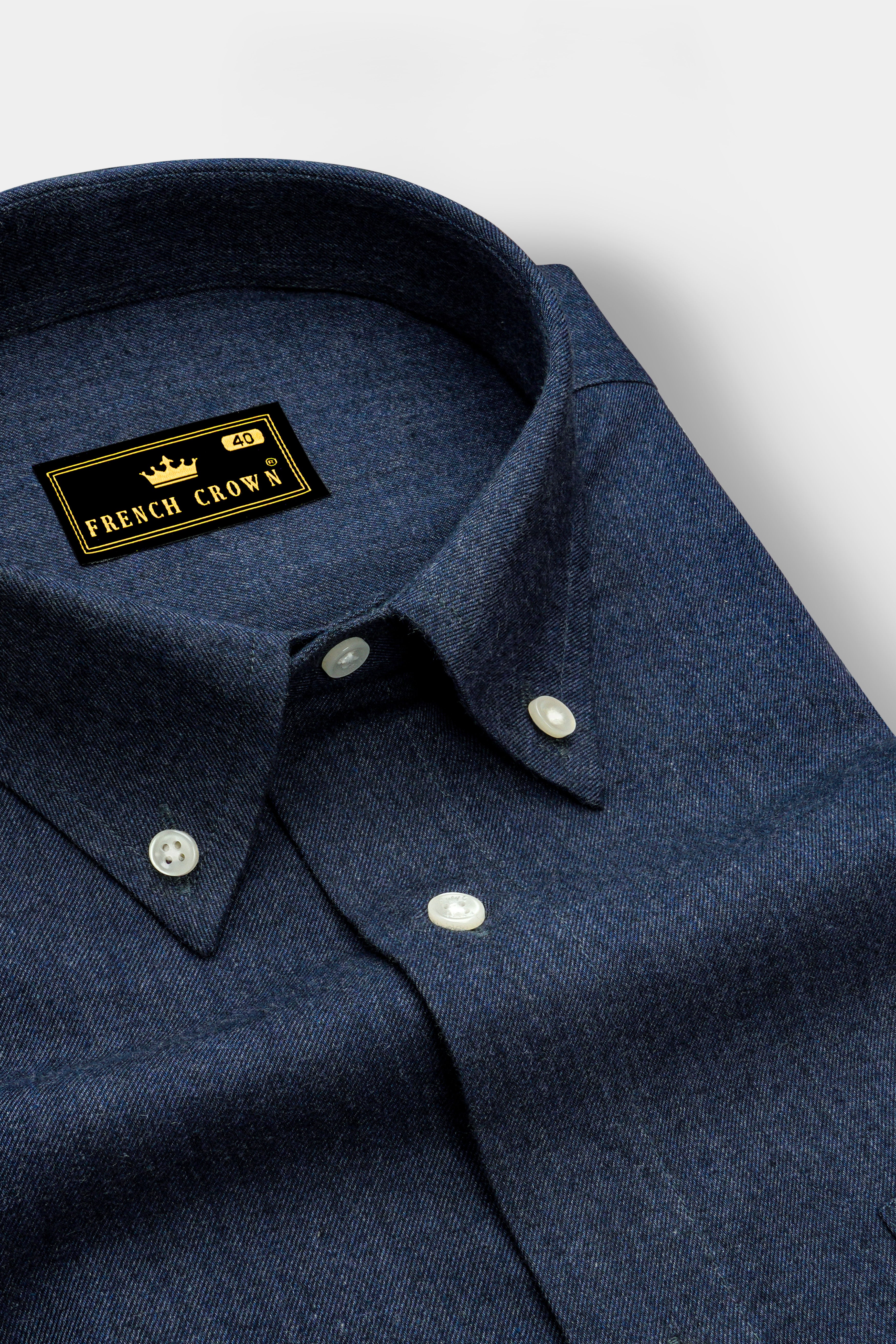 Gunmetal Blue Button Down Flannel Shirt