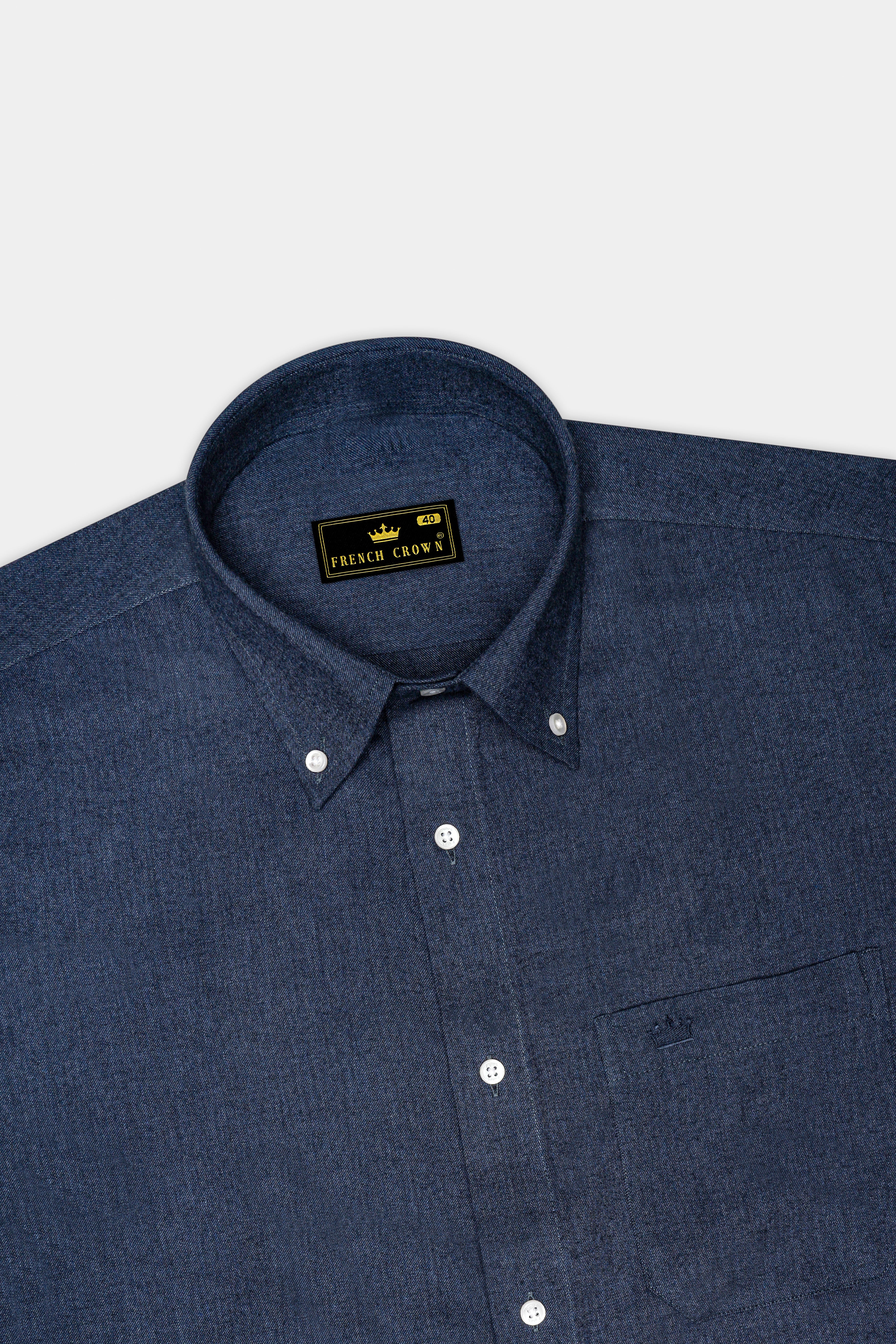 Gunmetal Blue Button Down Flannel Shirt