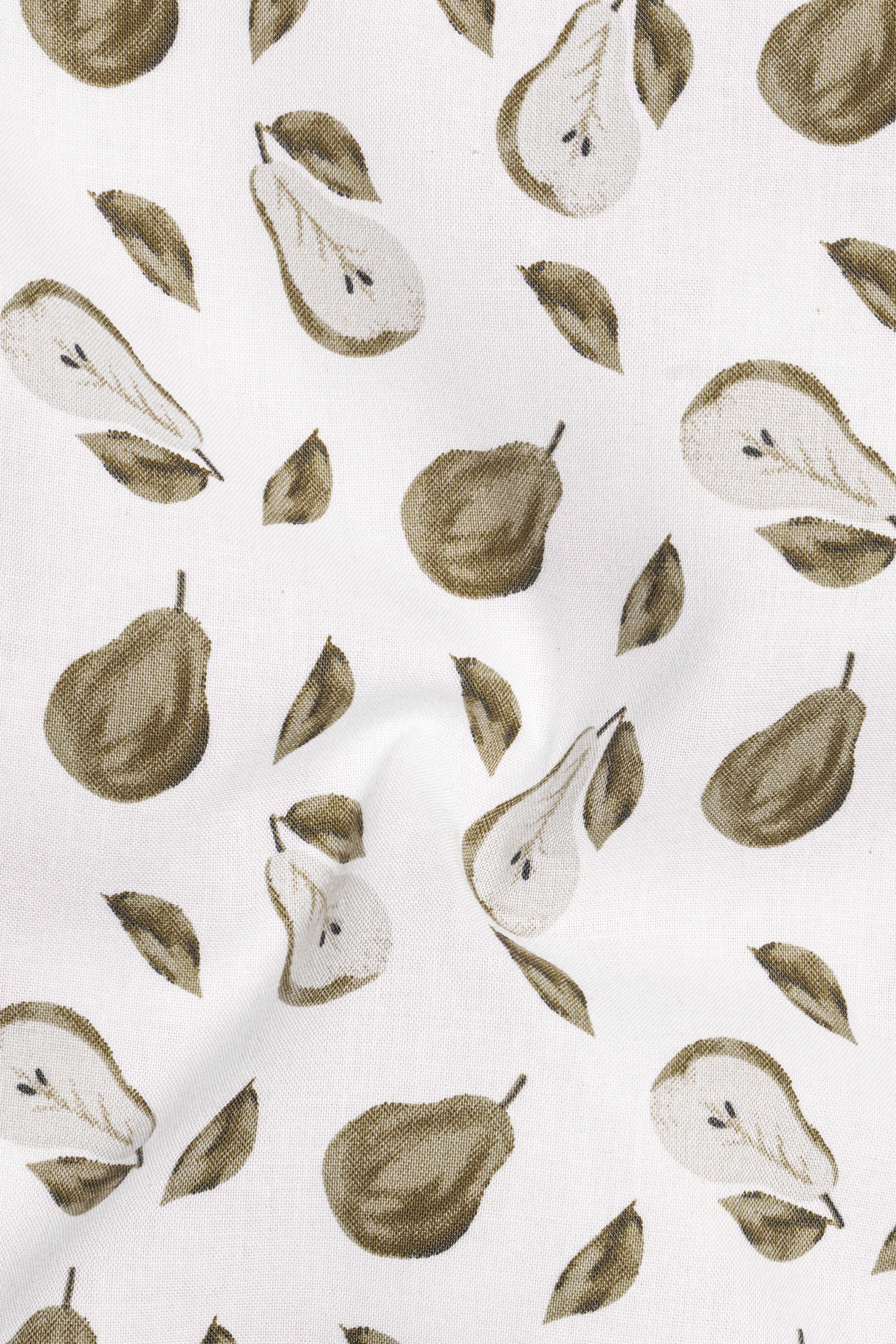 Bright white with Clay Creek Green Papaya Printed Premium Cotton Shirt