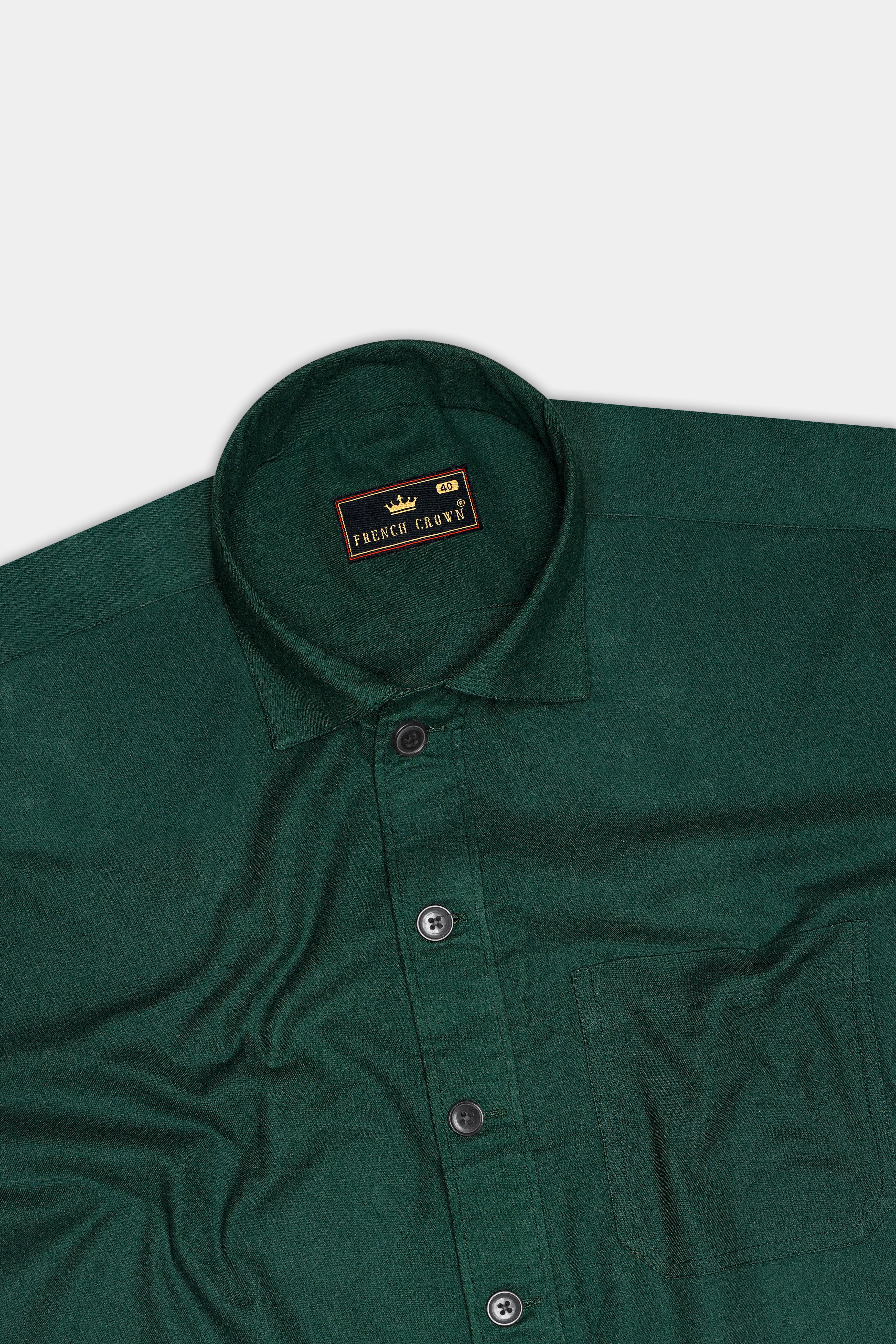 Zucchini Dark Green Twill Premium Cotton Designer Overshirt/Shacket