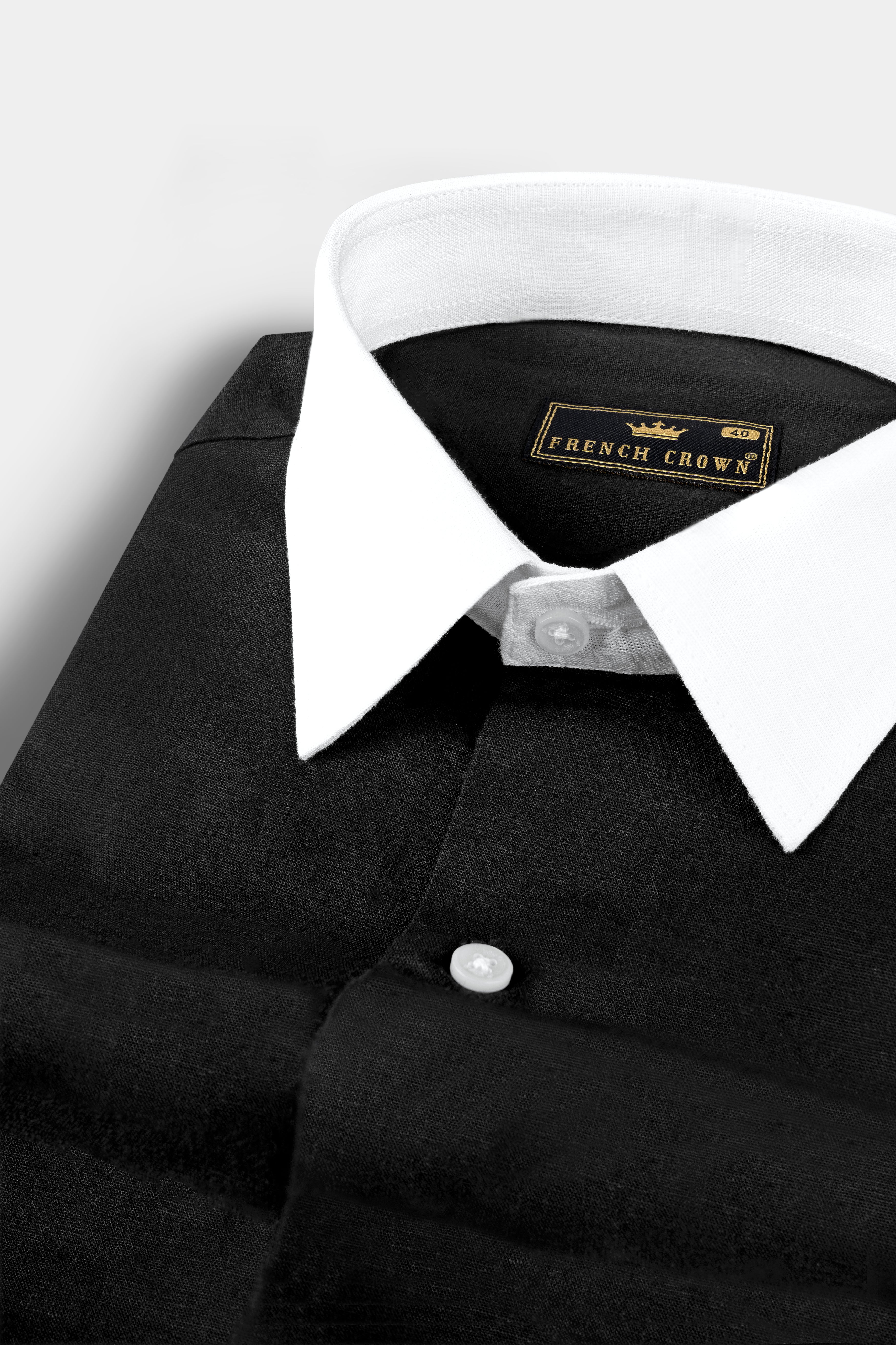 Rich black Corporate Luxury Linen-cotton SHIRT