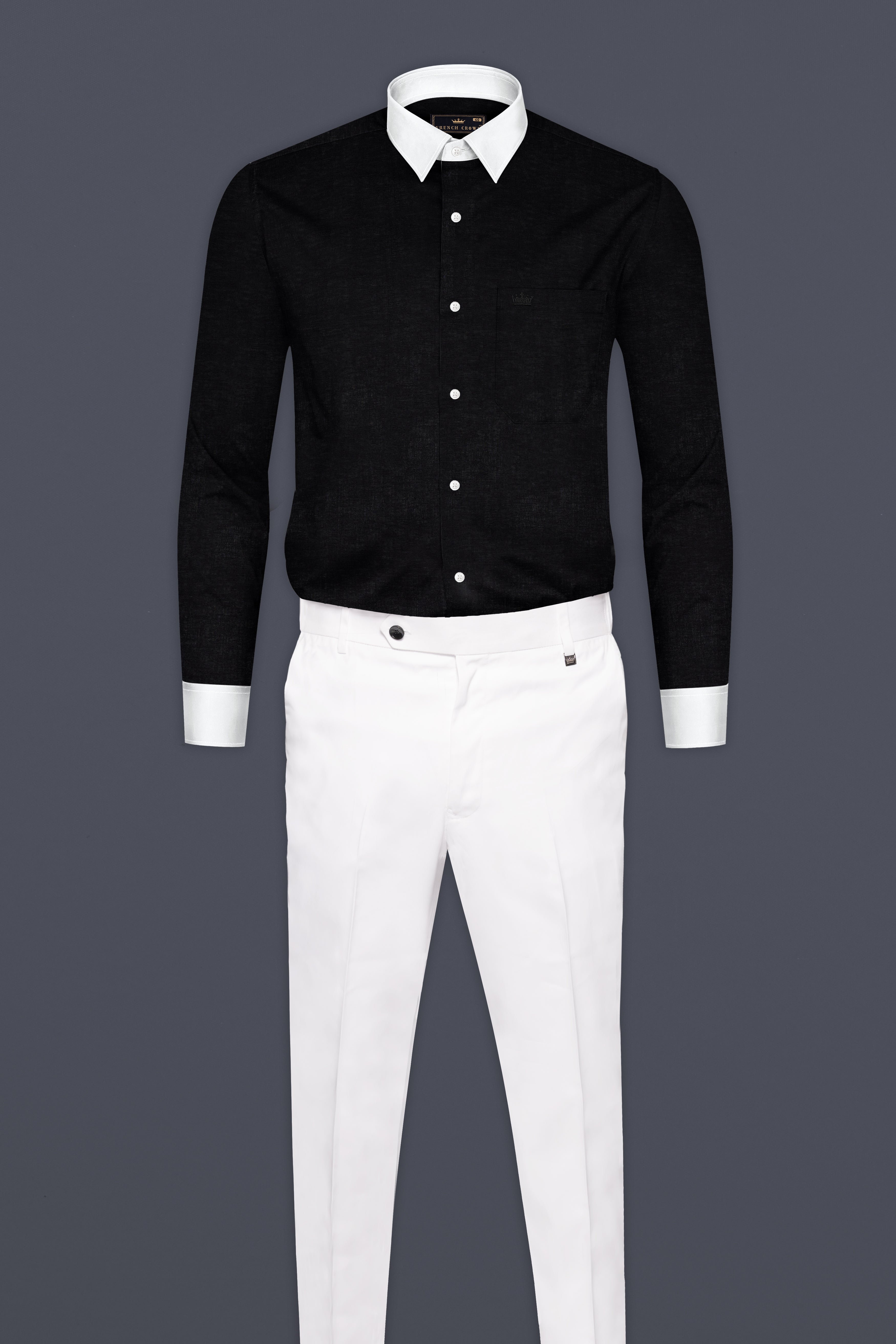 Rich black Corporate Luxury Linen-cotton SHIRT