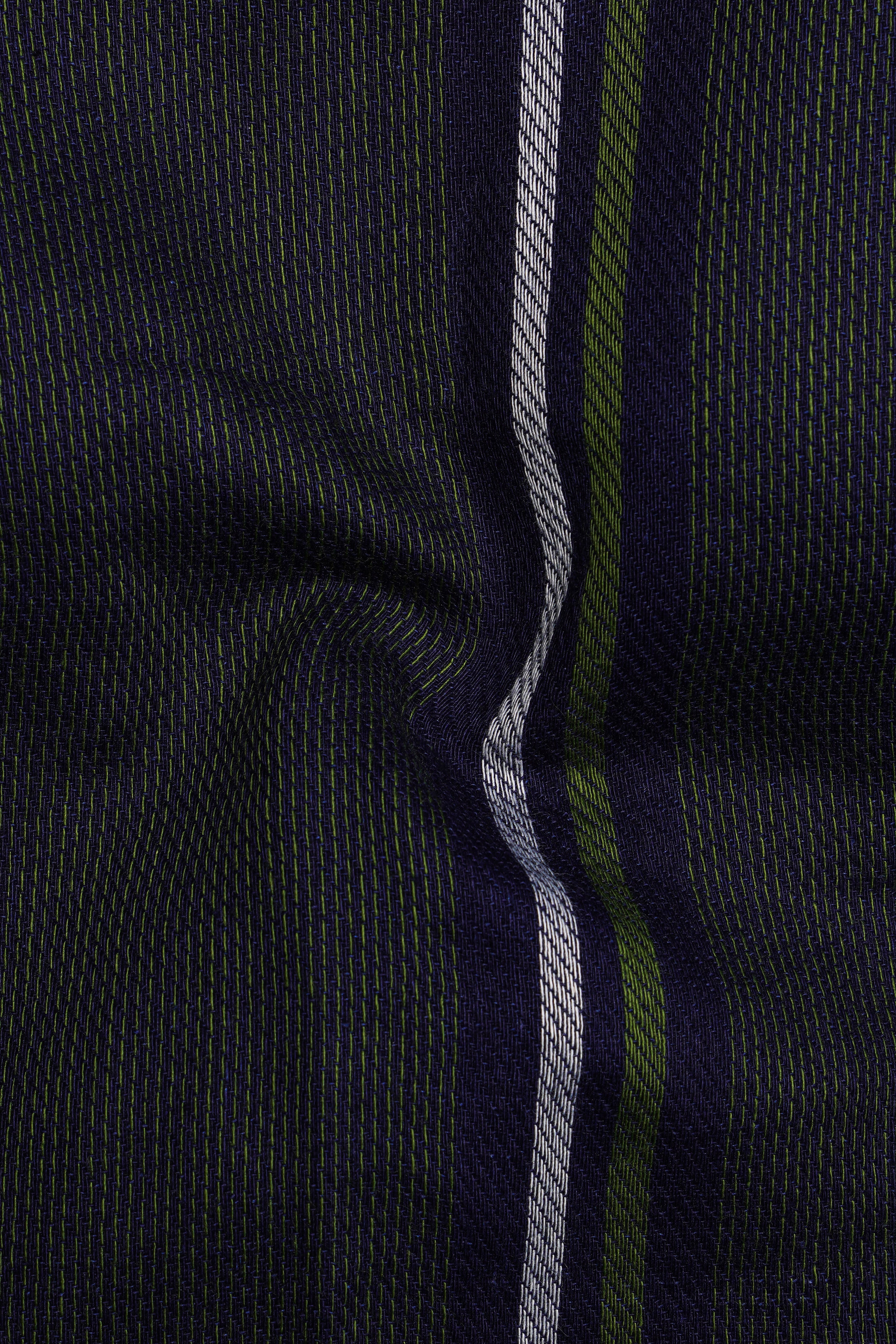Gunmetal Gray with Cloud Burst Blue Multicolour Striped Dobby Textured Kurta Shirt