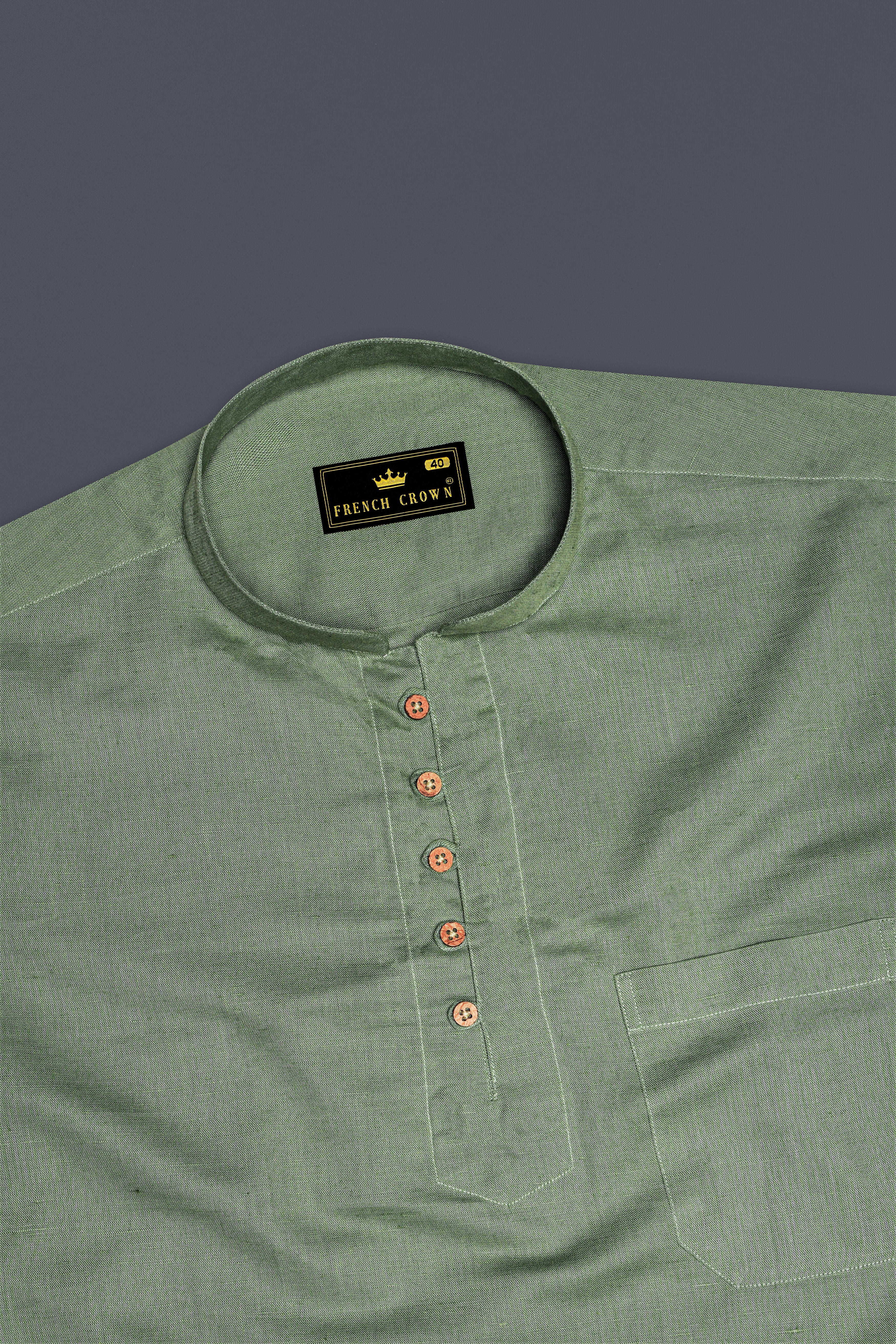 Oyster Green Luxurious Linen Kurta Shirt