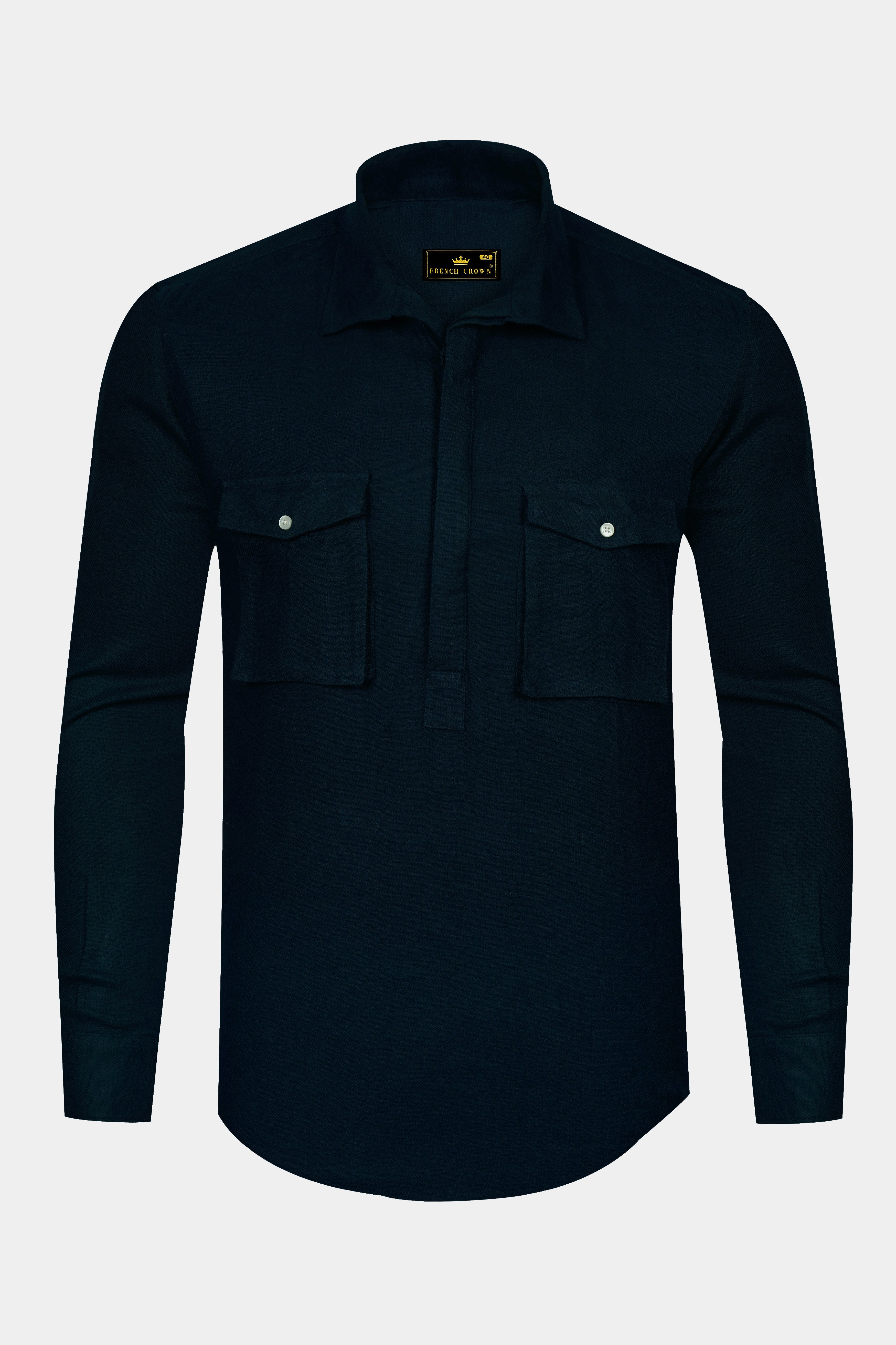 Mirage Navy Blue Flannel Designer Shirt