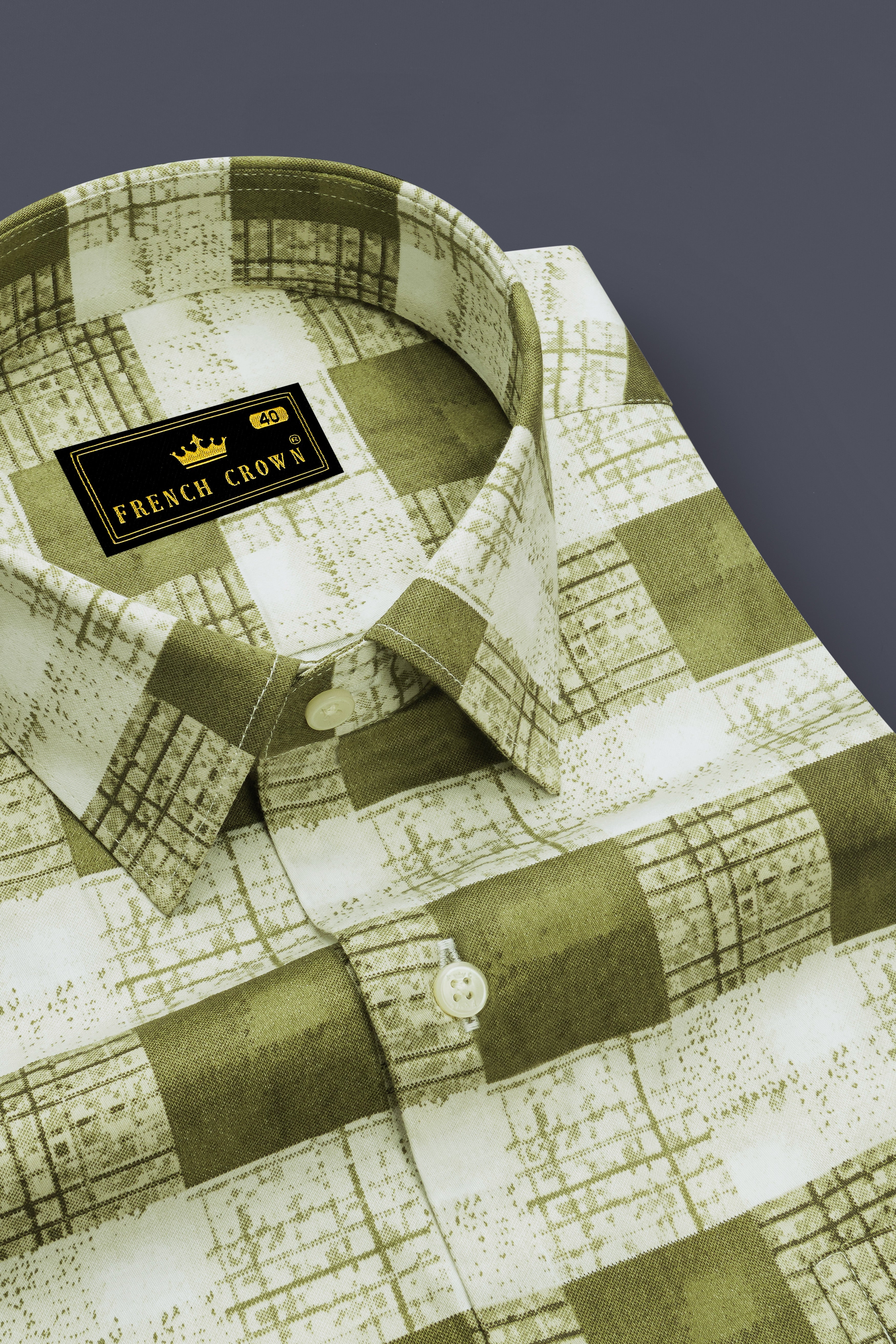 Porcelain Cream with Moccasin Green Super Soft Premium Cotton Shirt