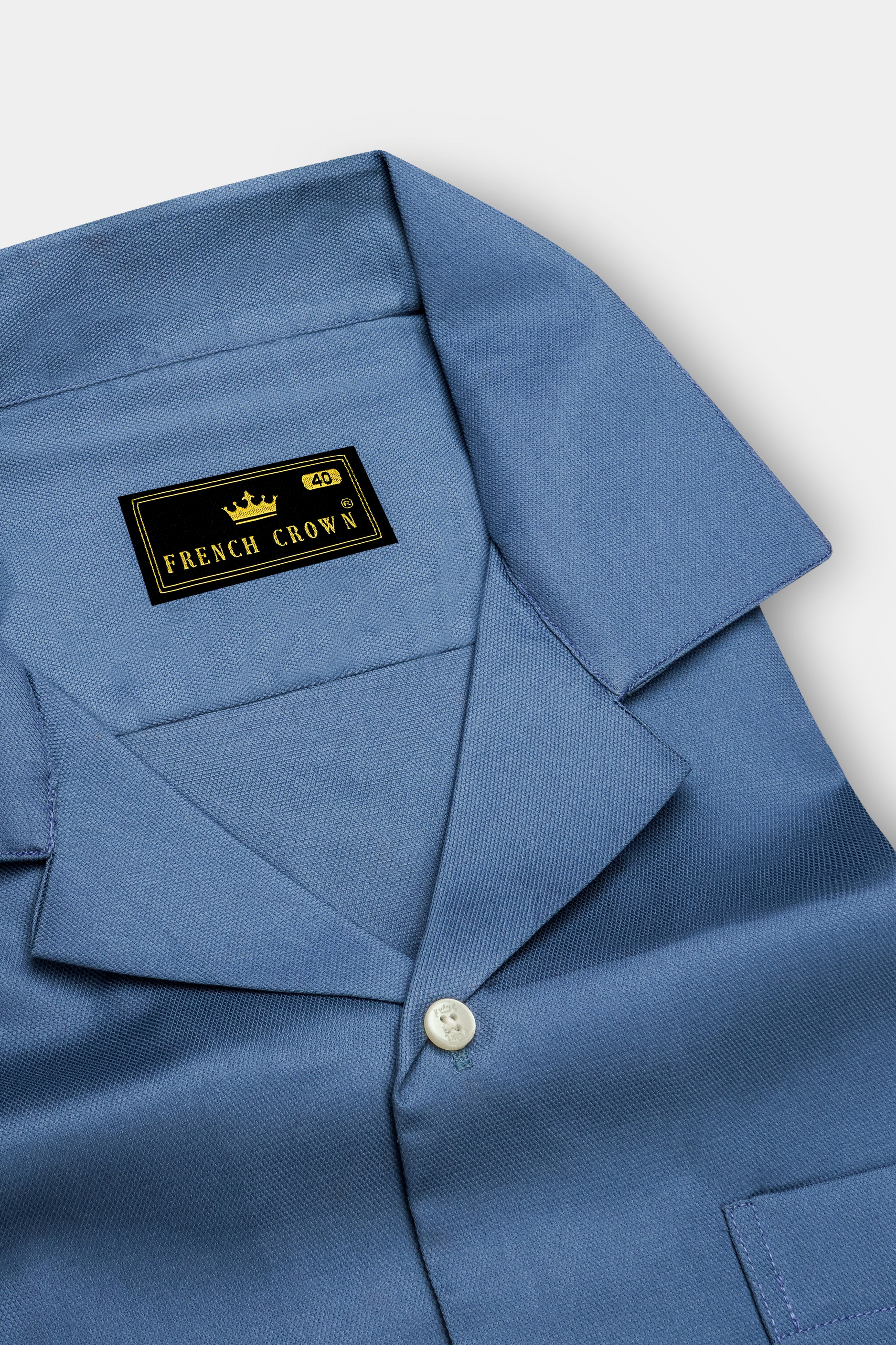 Bismark Blue Dobby Textured Premium Giza Cotton Shirt