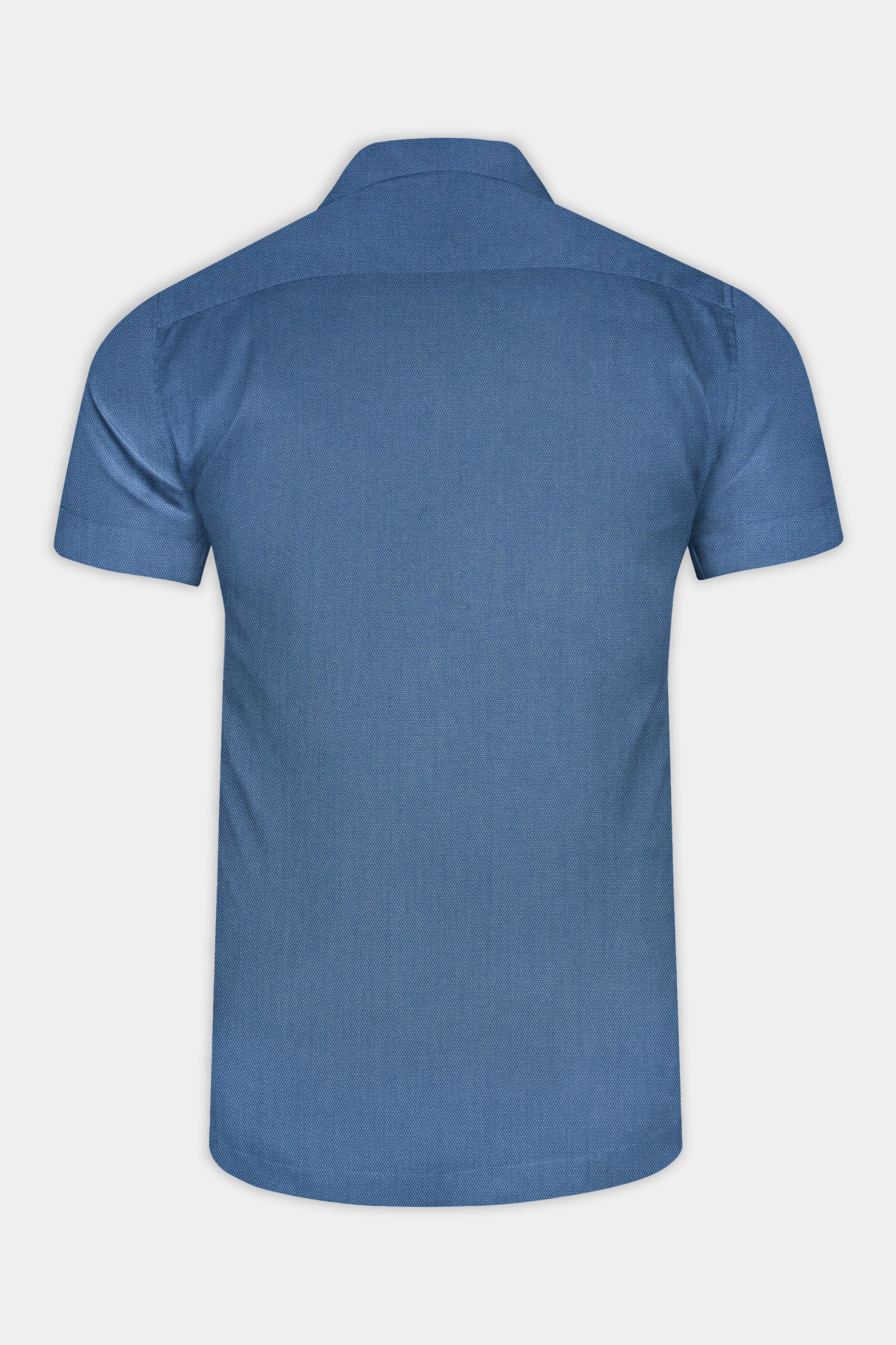 Bismark Blue Dobby Textured Premium Giza Cotton Shirt