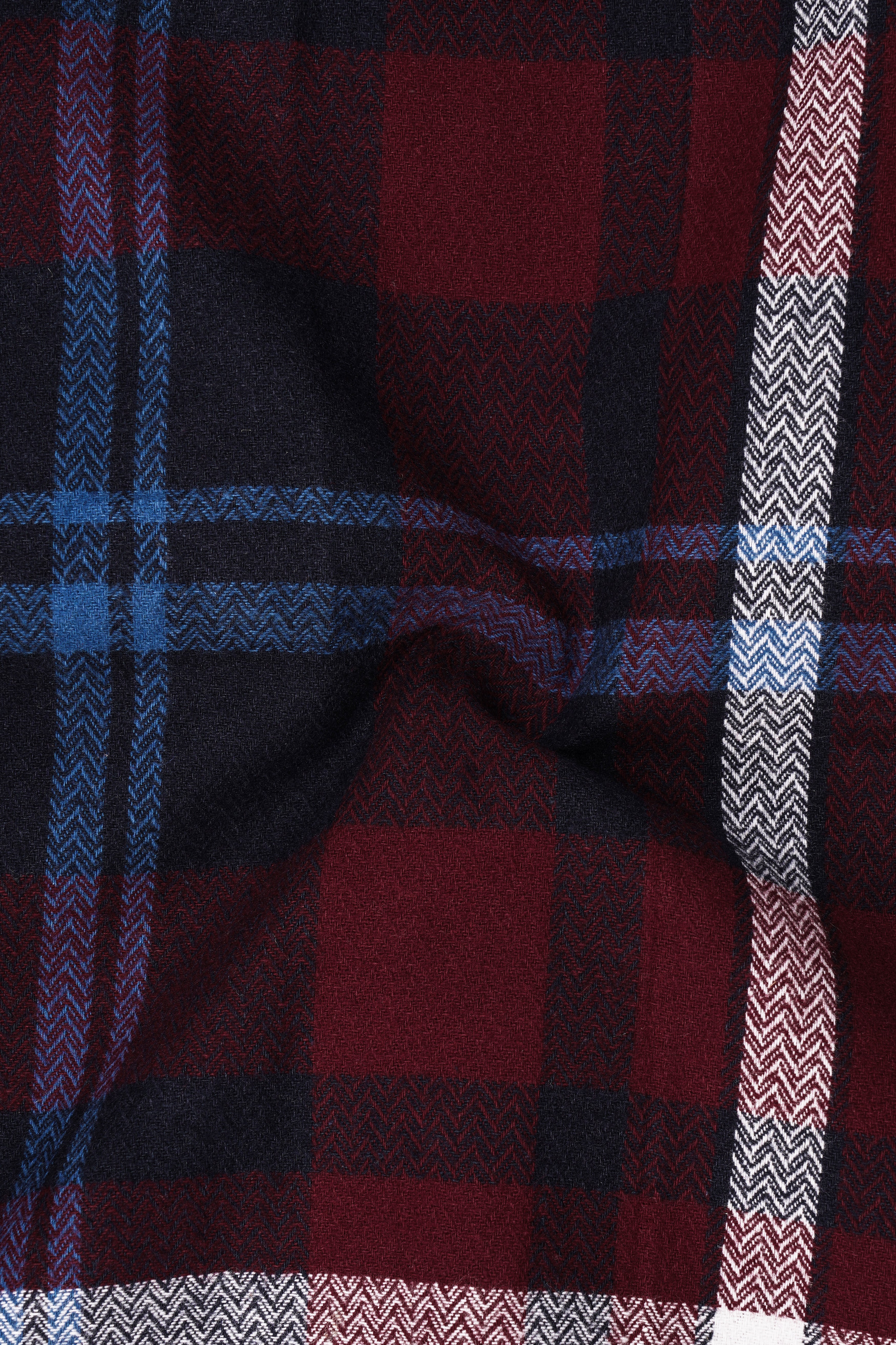 Metallic Maroon with Mariner Blue Checkered Herringbone Overshirt/Shacket