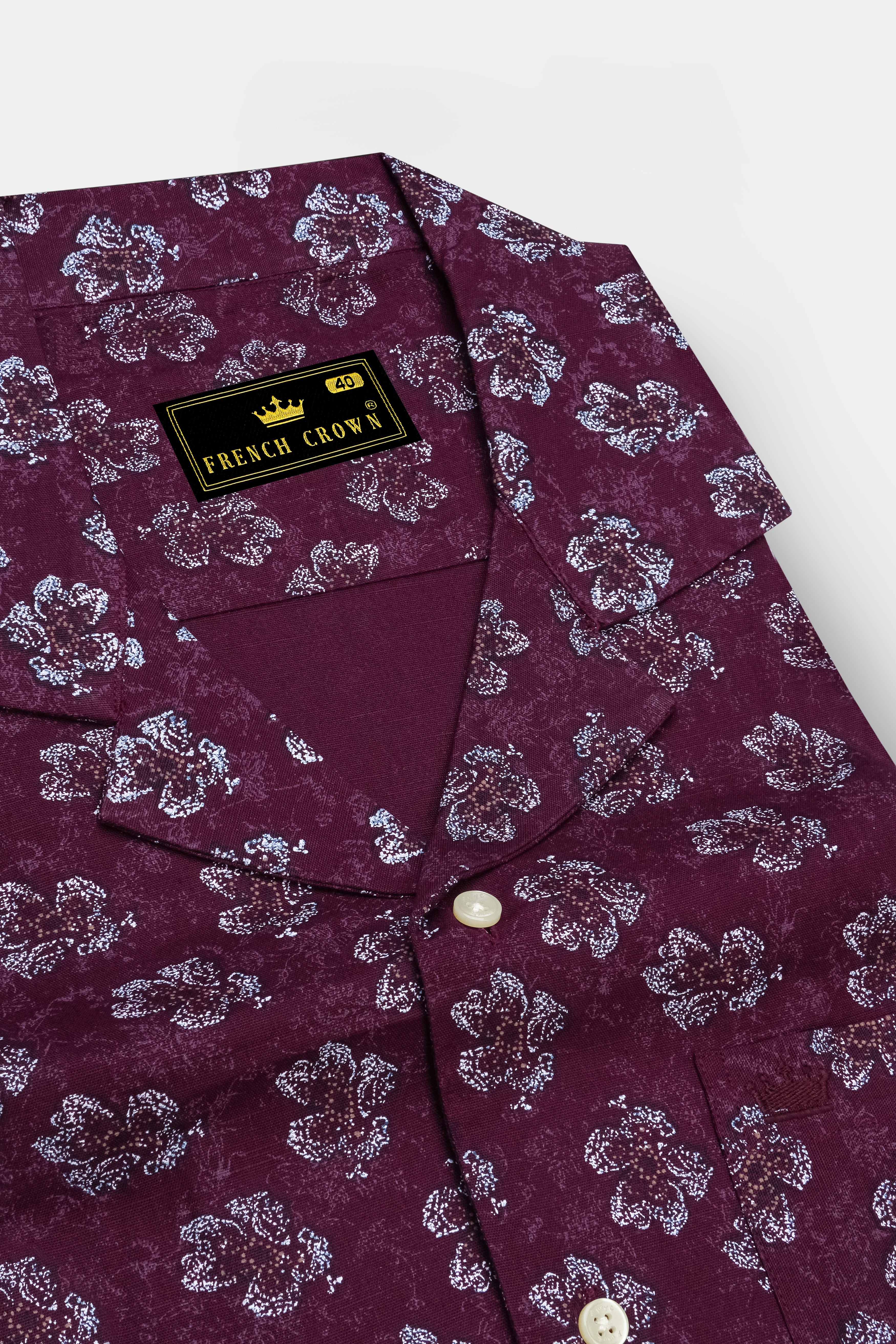 Barossa Maroon Floral Textured Half Sleeves Luxurious Linen Shirt