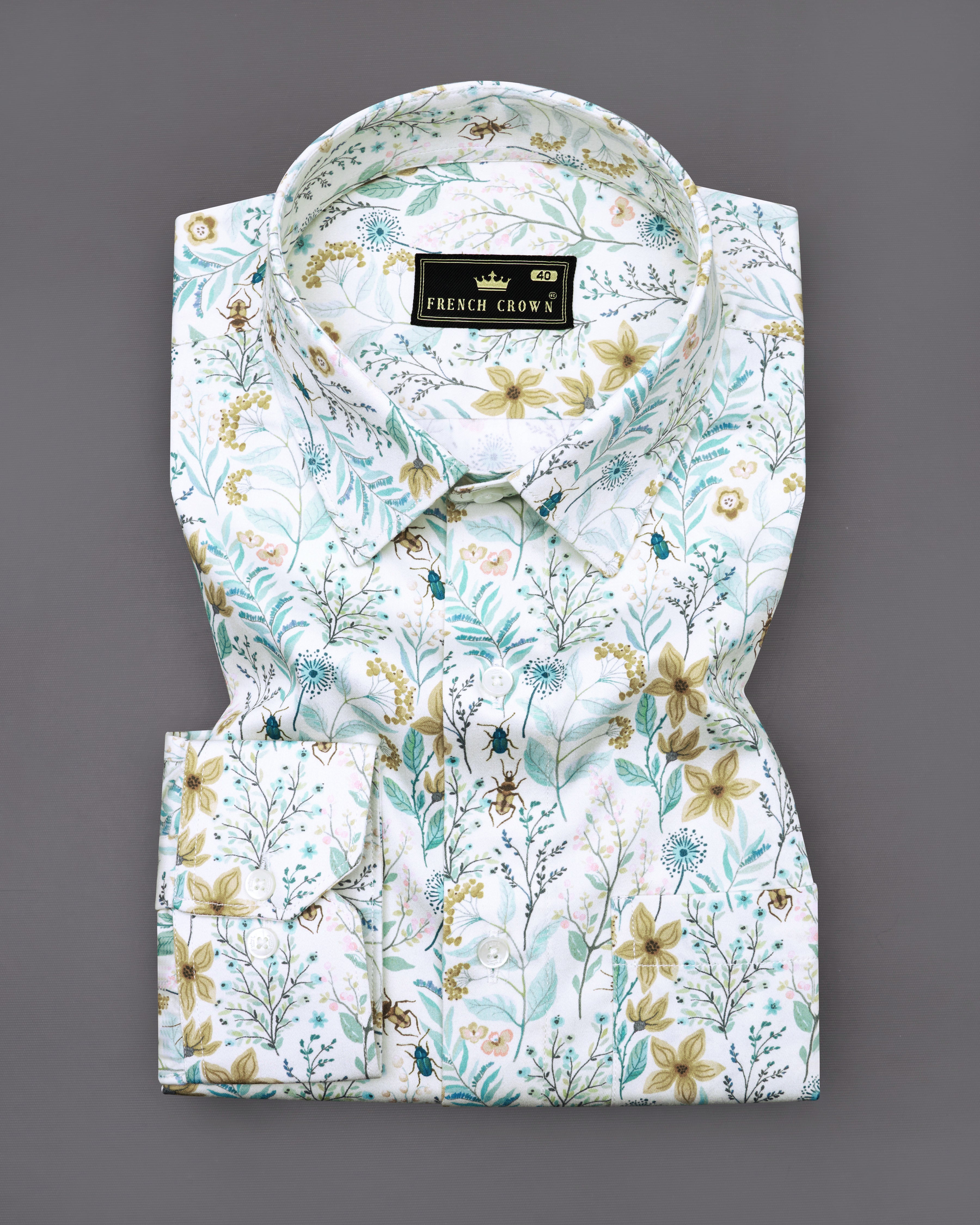 Bicanca Cream with Multicolor Floral Printed Super Soft Premium Cotton Shirt