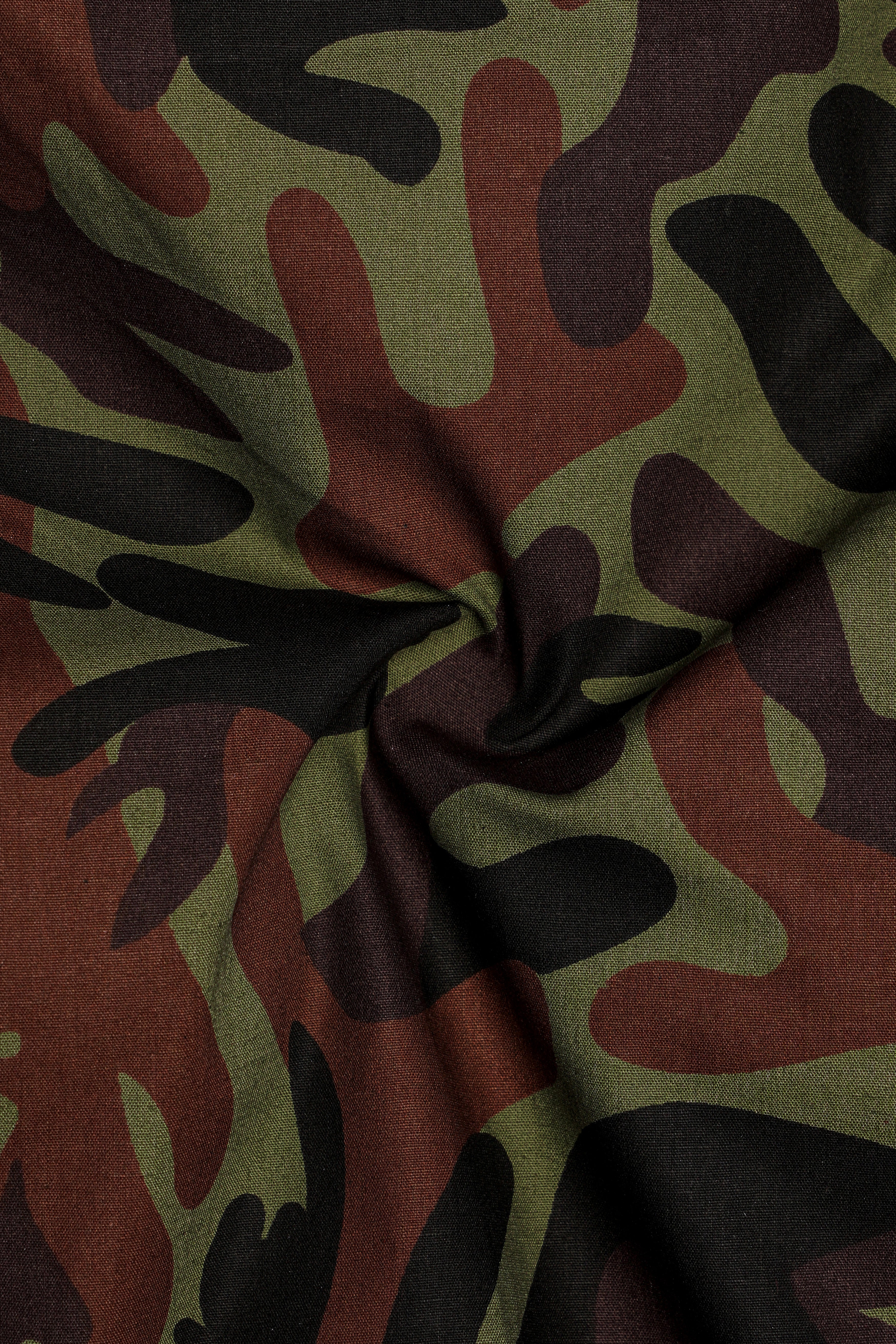 Limed Green and Thunder Black and Multicolour Camouflage Royal Oxford Designer Overshirt