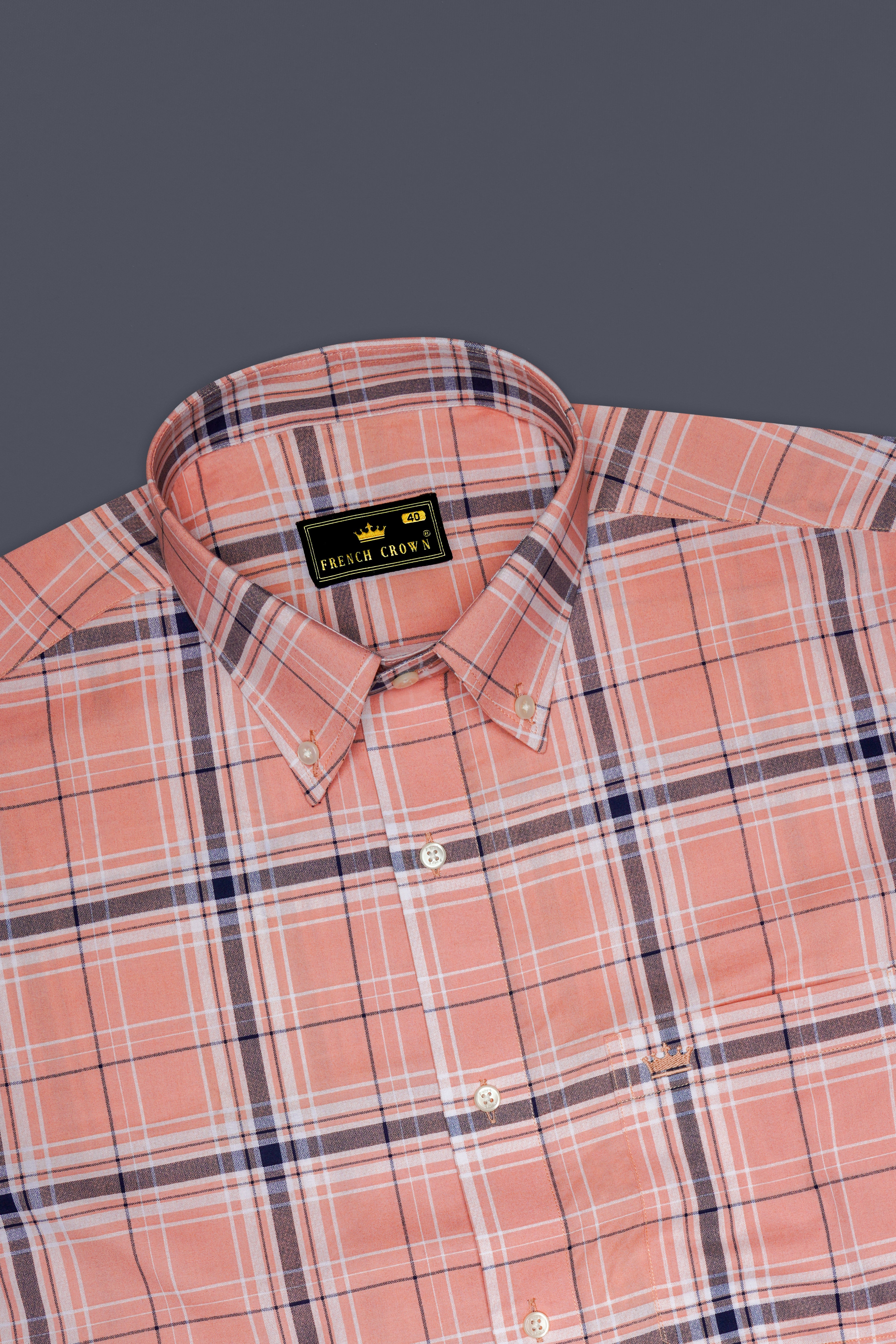 Cashmere Peach Plaid Royal Oxford Shirt