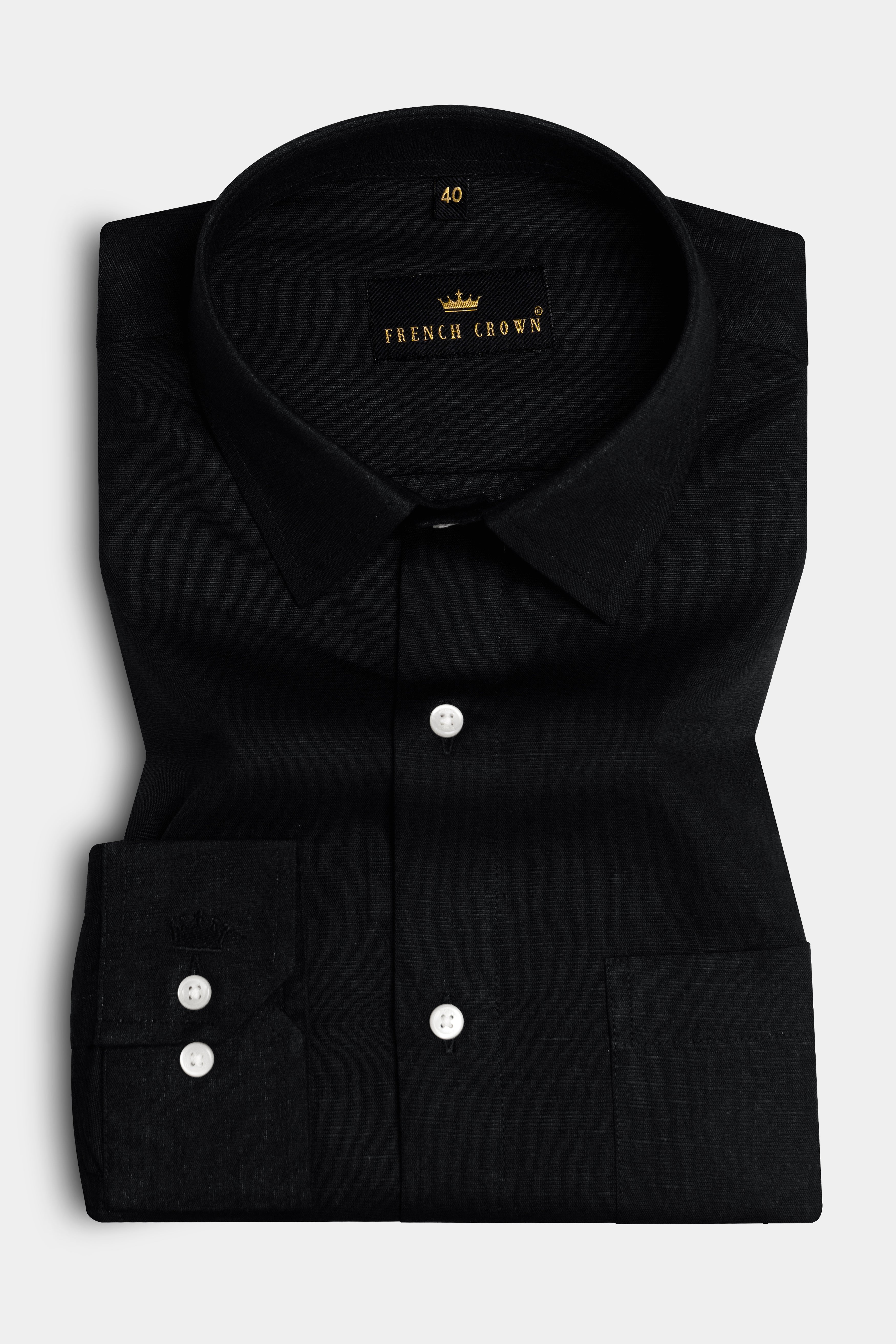 Midnight Black Luxurious Linen SHIRT