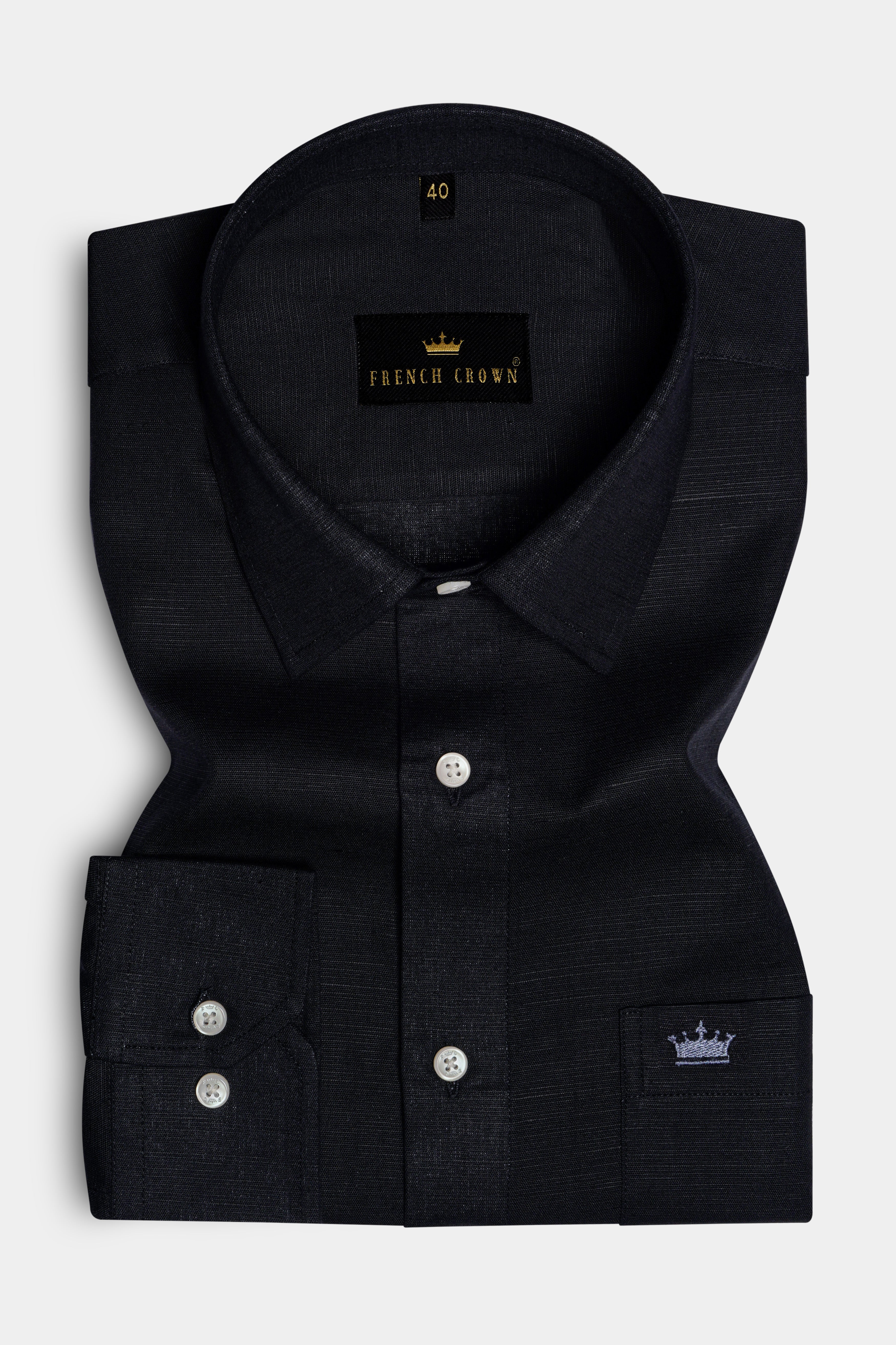 Midnight Black Luxurious Linen SHIRT