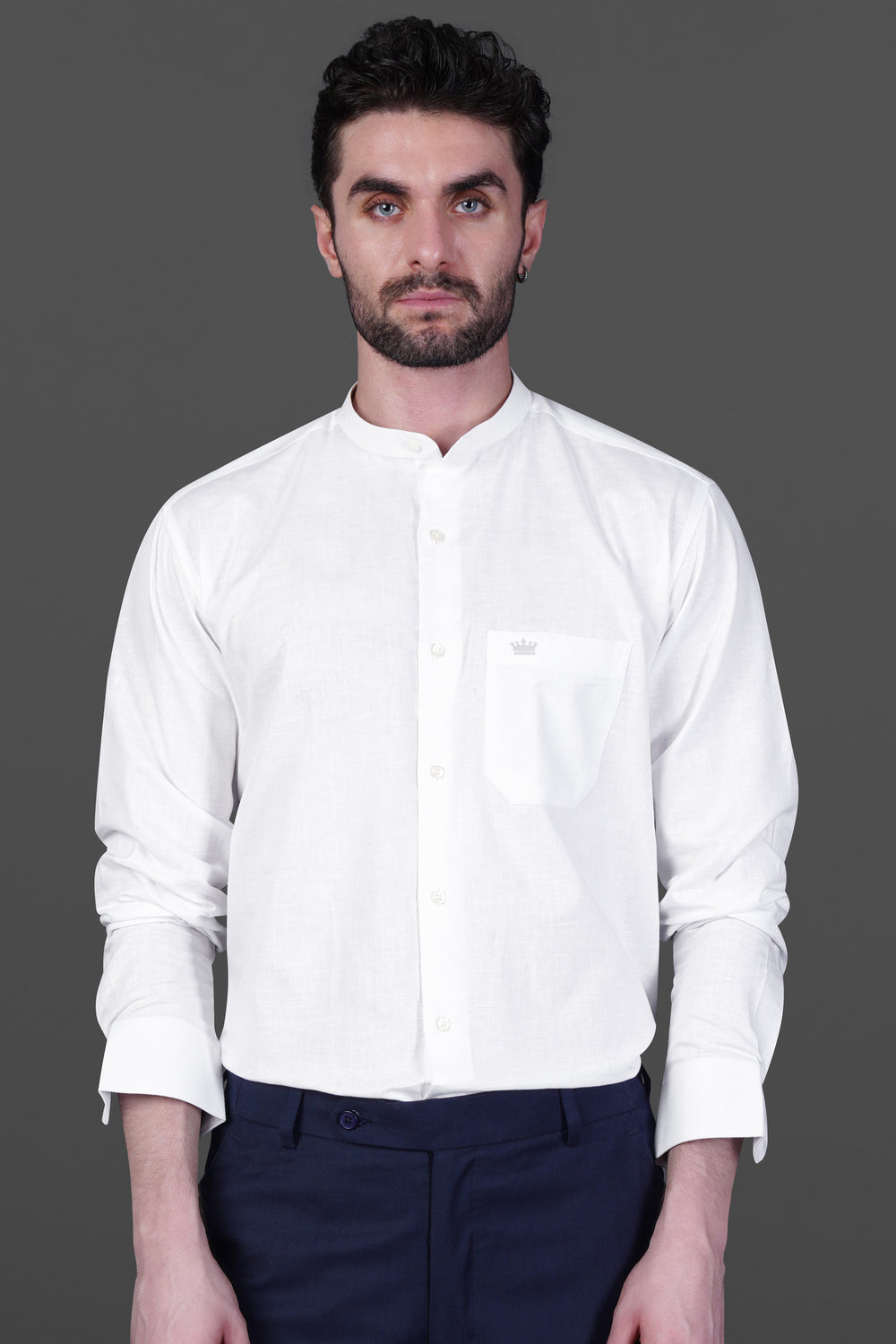 BRIGHT WHITE SIDE POCKETS SUPER SOFT PREMIUM COTTON SHIRT
