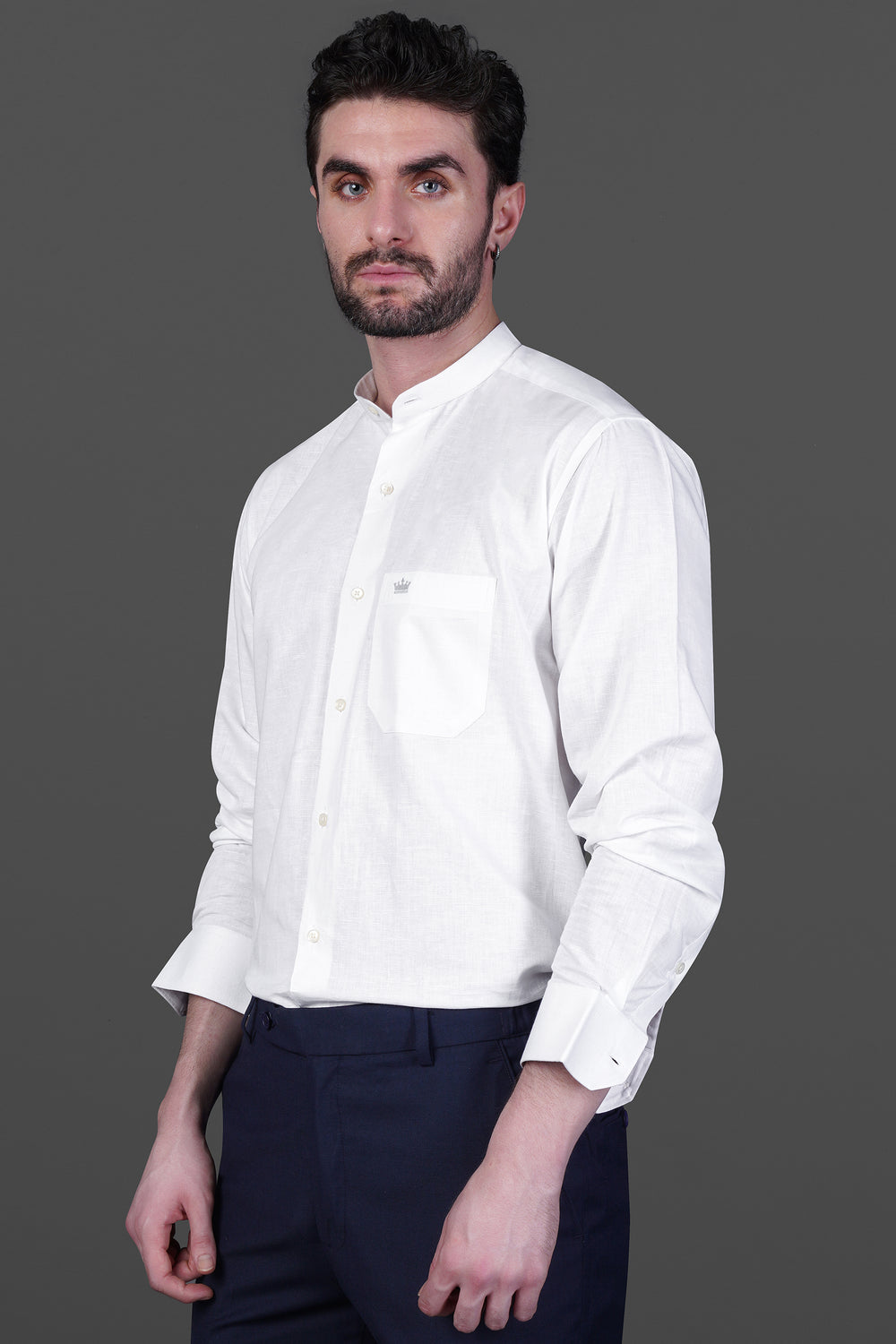 BRIGHT WHITE LUXURIOUS ITALIAN LINEN SHIRT