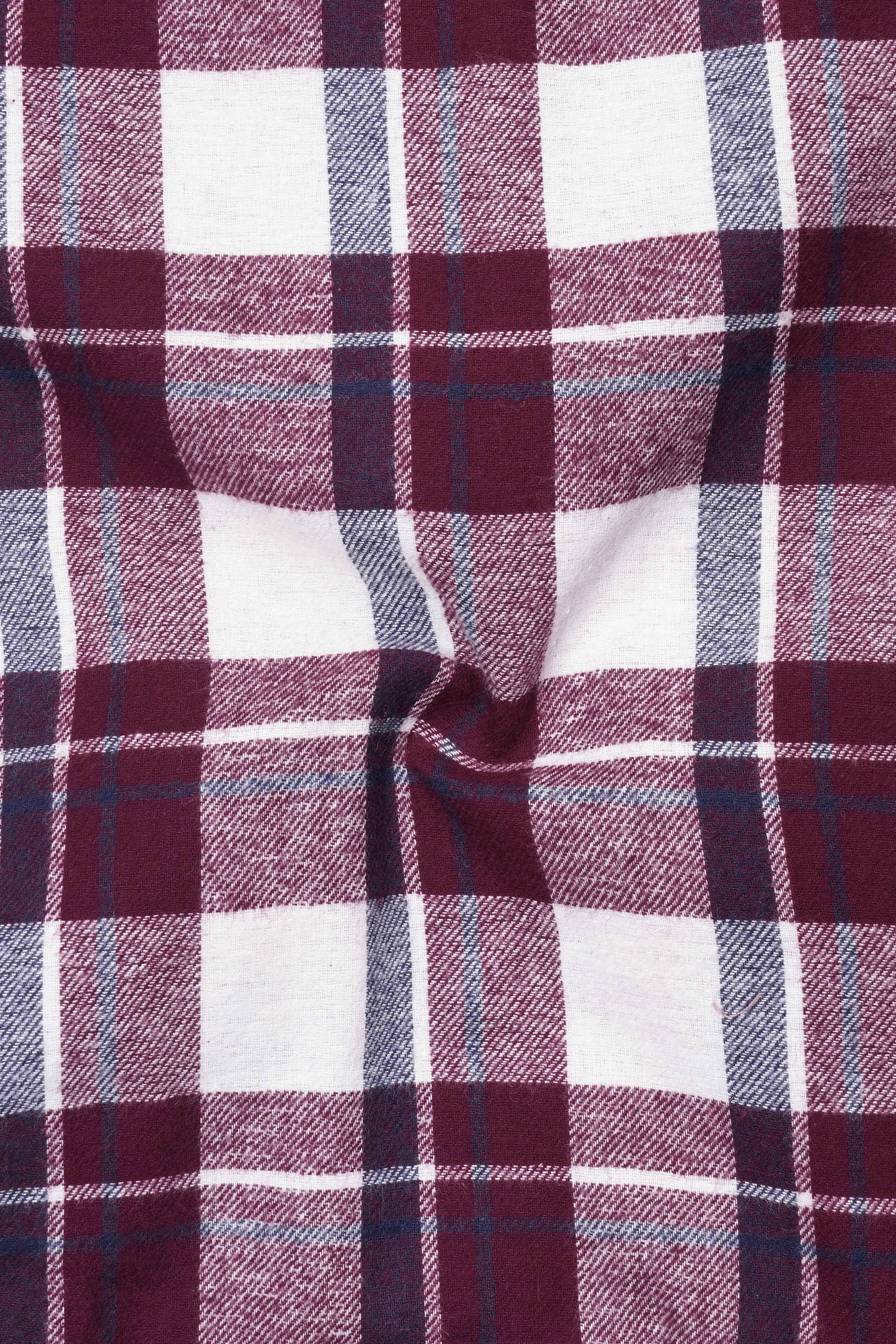 Aubergine Wine with White Plaid Flannel Overshirt/Shacket