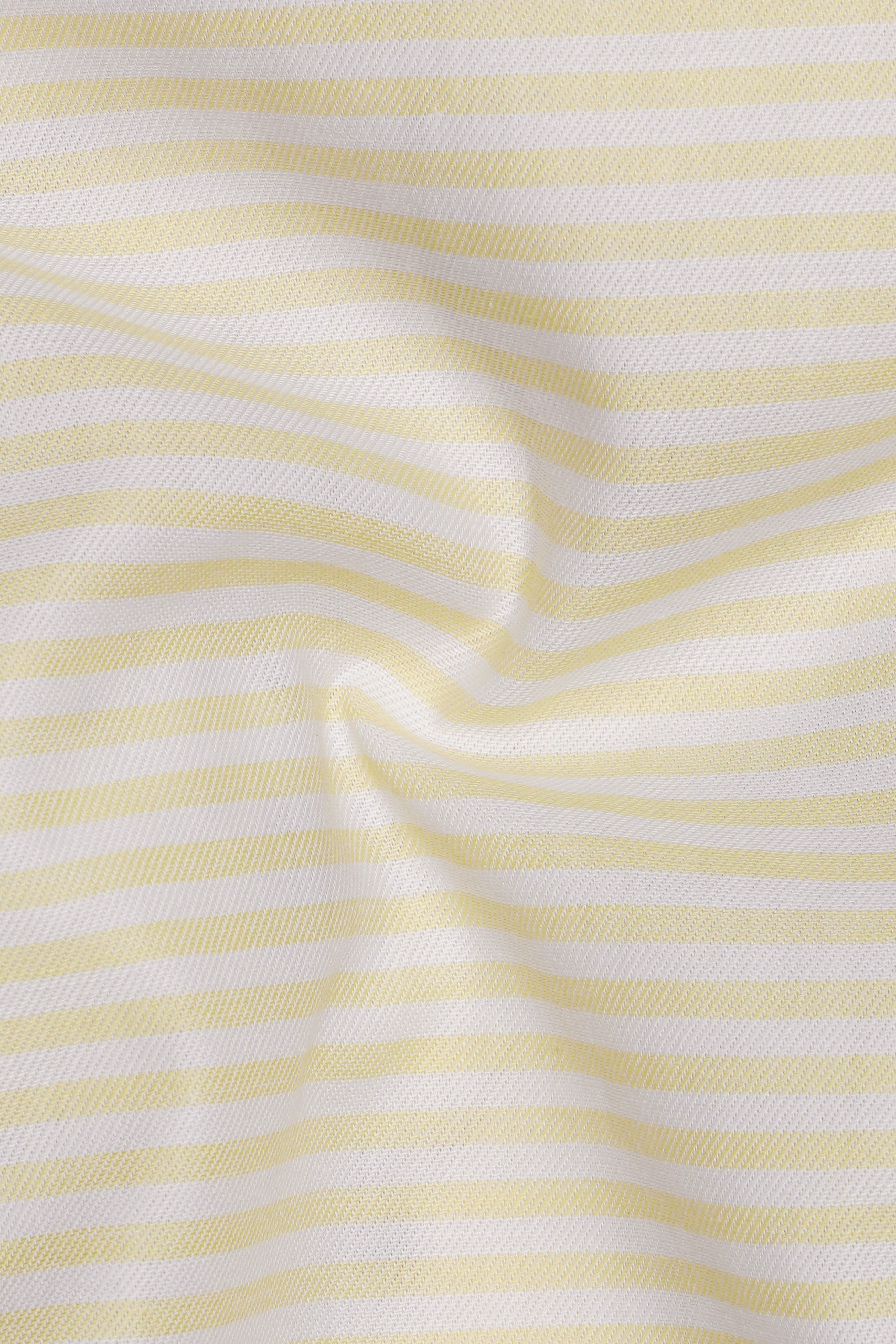 Oasis Yellow and White Striped with Black Piping Work Twill Premium Cotton Shirt