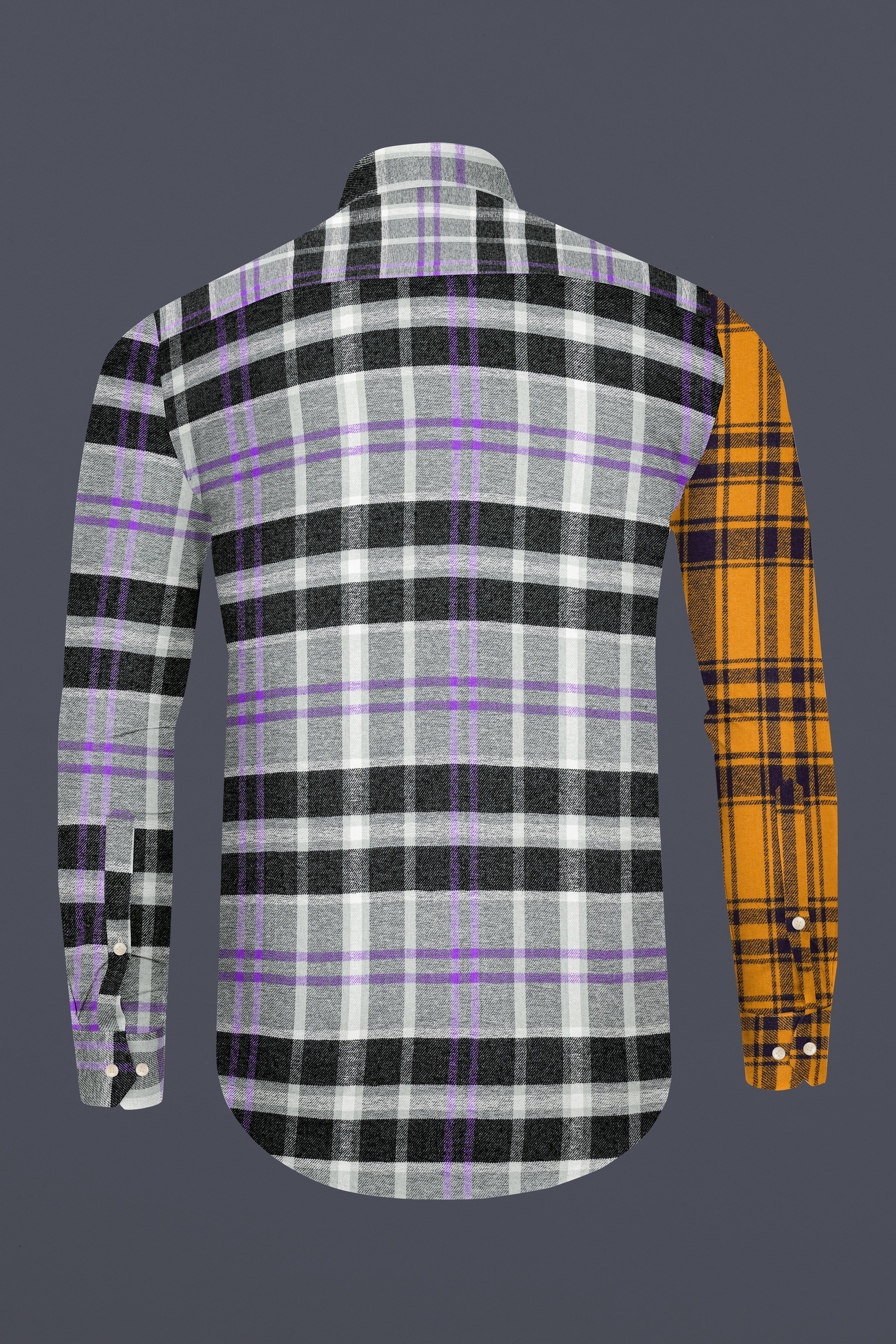 Cadmium Brown with Aluminium Gray Plaid Flannel Designer Overshirt/Shacket