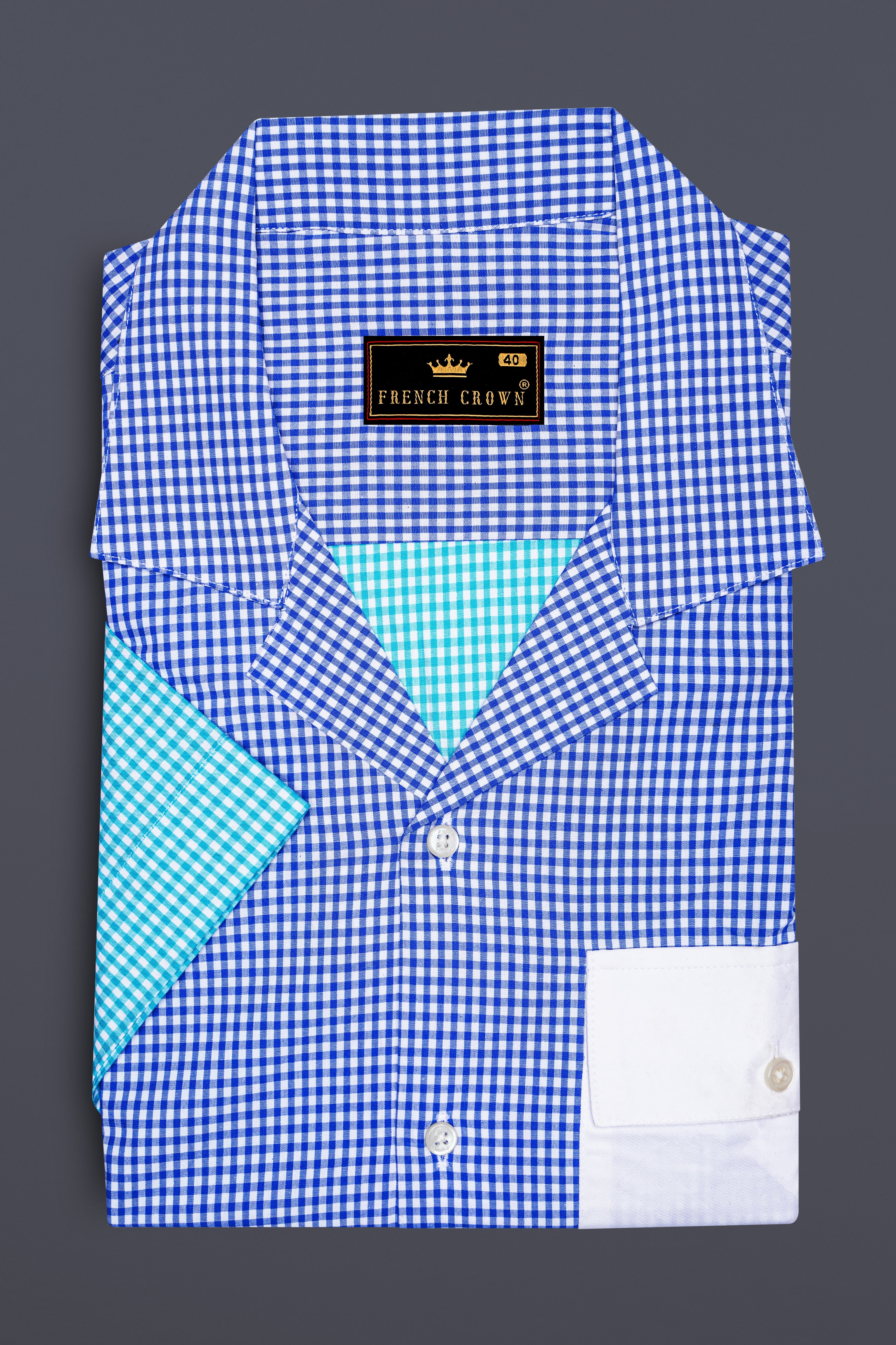 Persian Blue and White Checkered Premium Cotton Designer Shirt