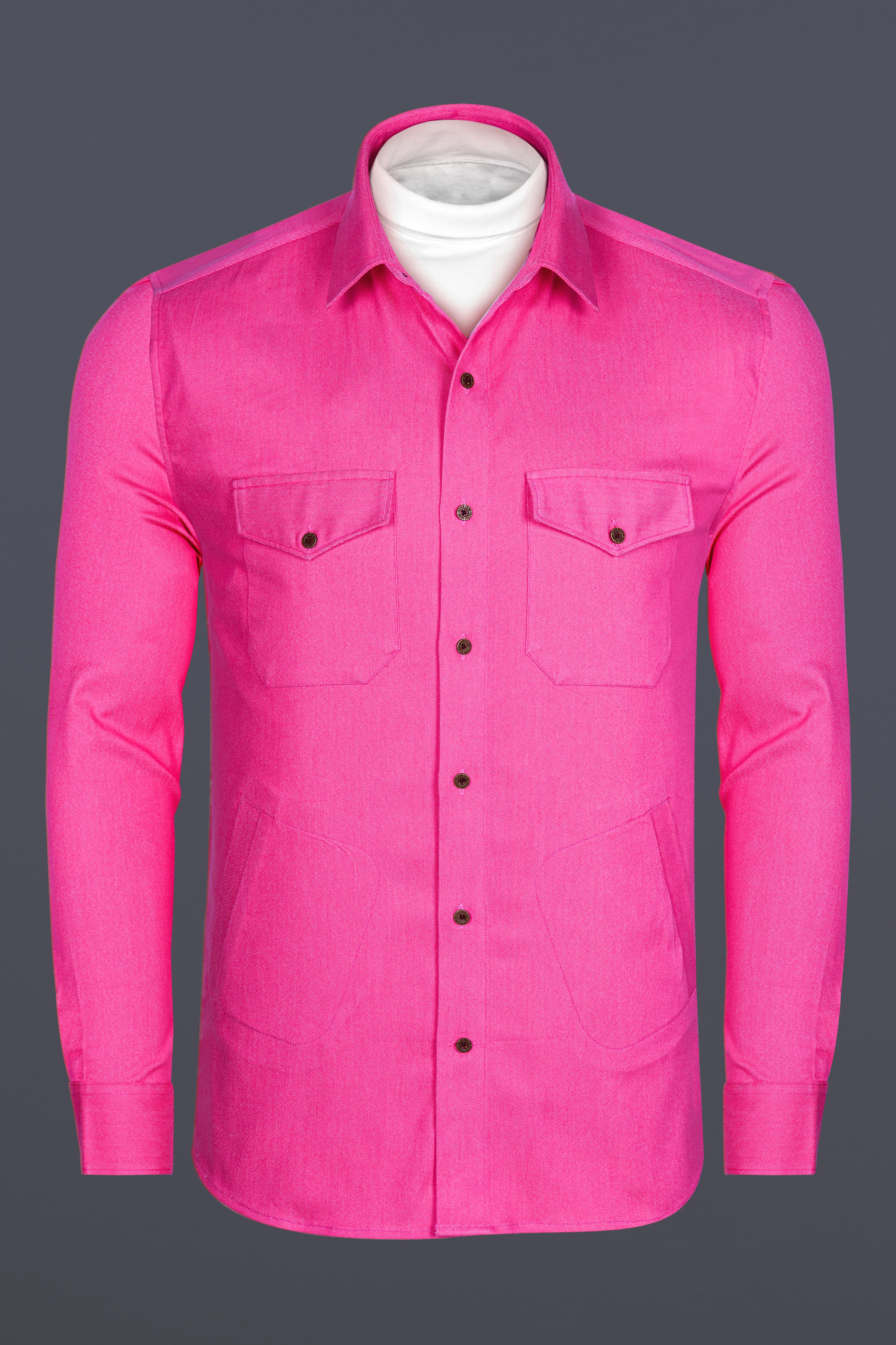 Deep Blush Pink Denim Overshirt/Shacket