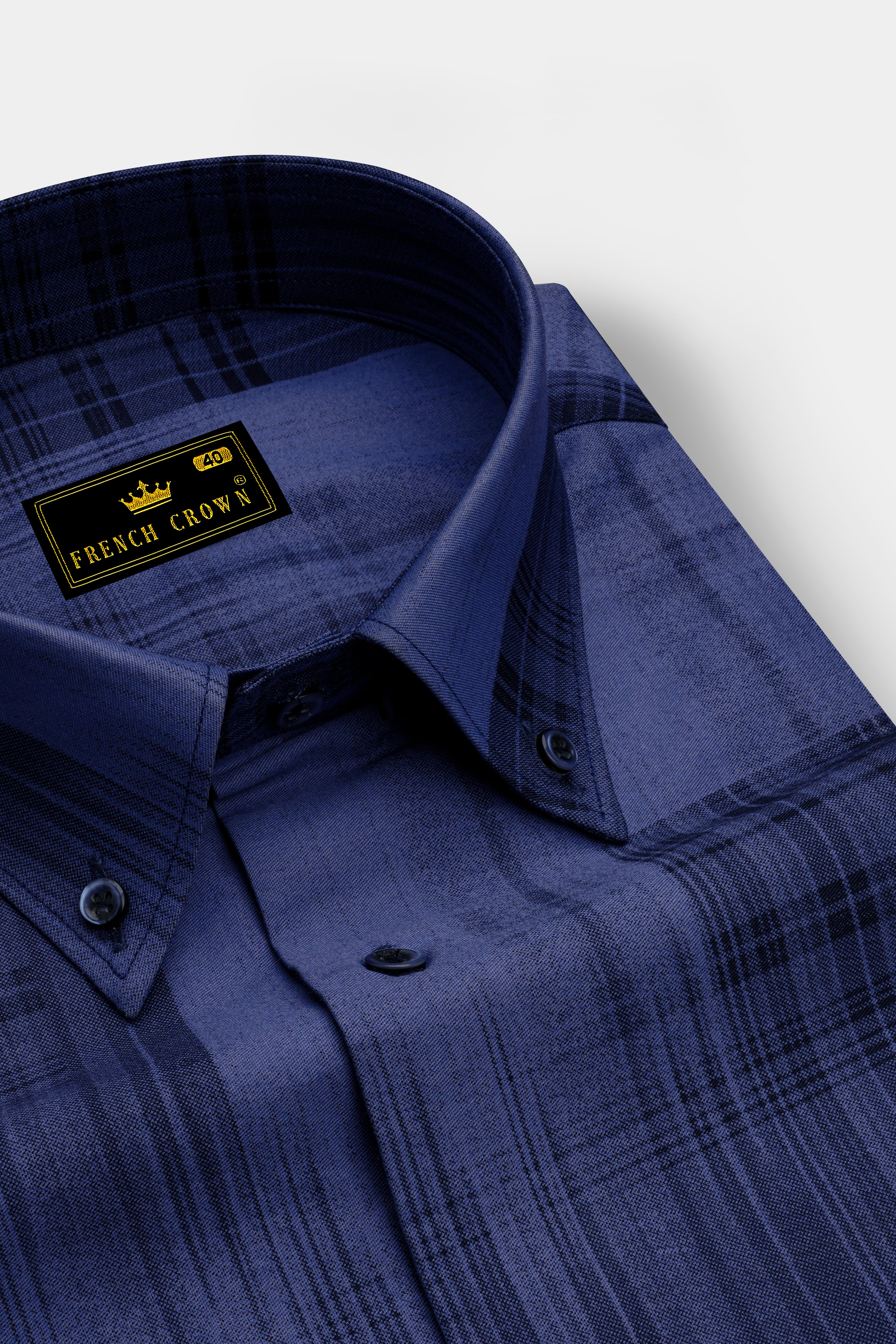 Scampi Blue with Black Premium Cotton Shirt