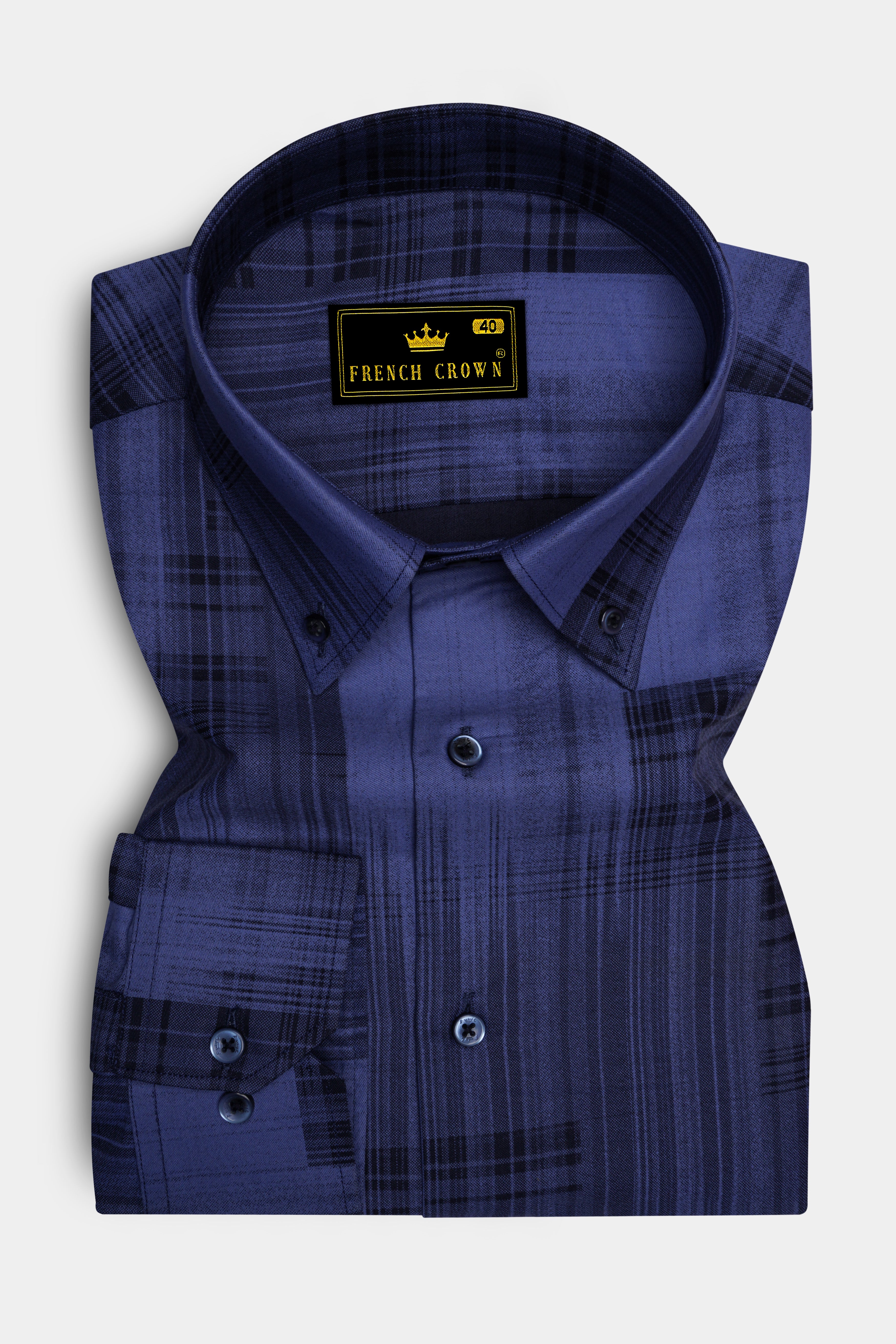 Scampi Blue with Black Premium Cotton Shirt