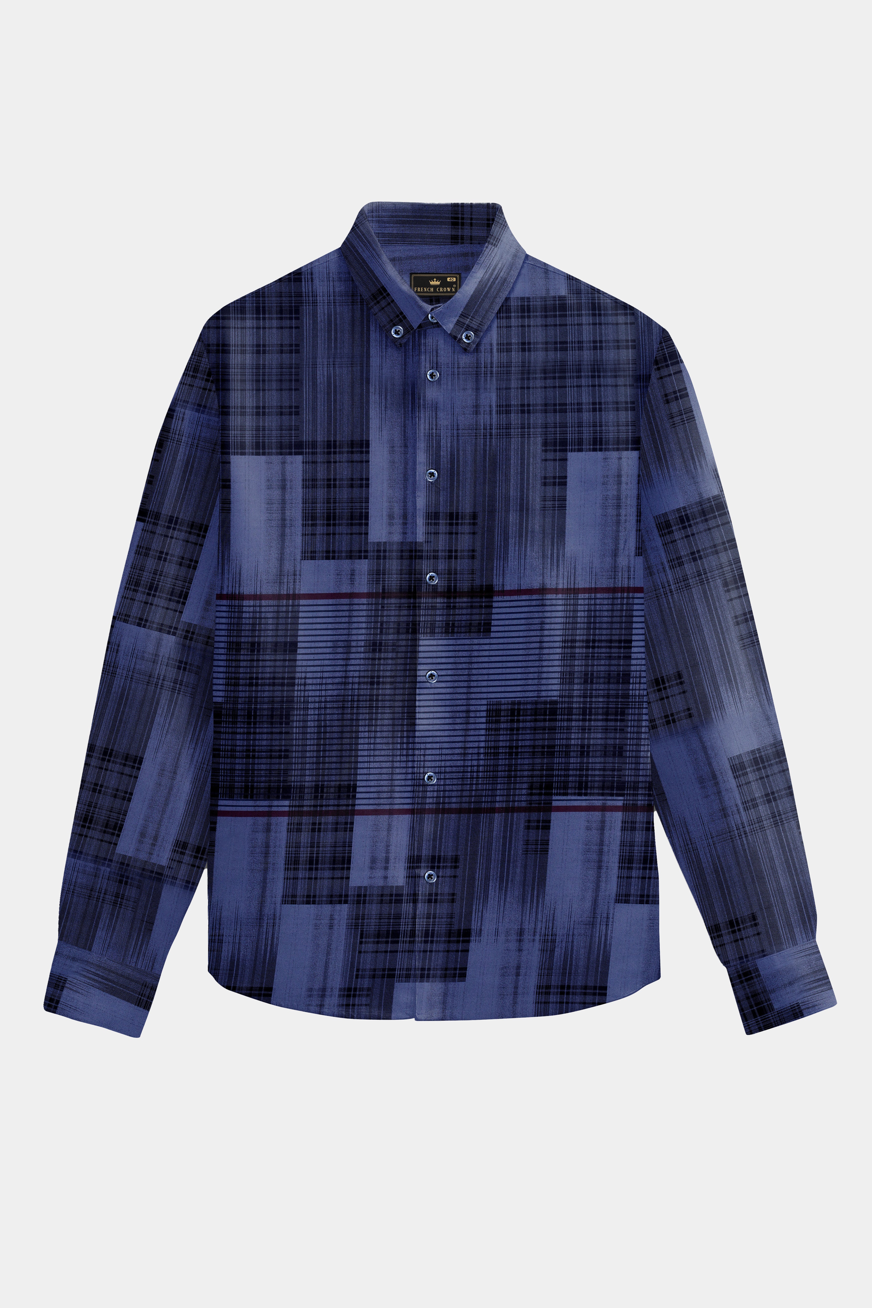 Scampi Blue with Black Premium Cotton Shirt