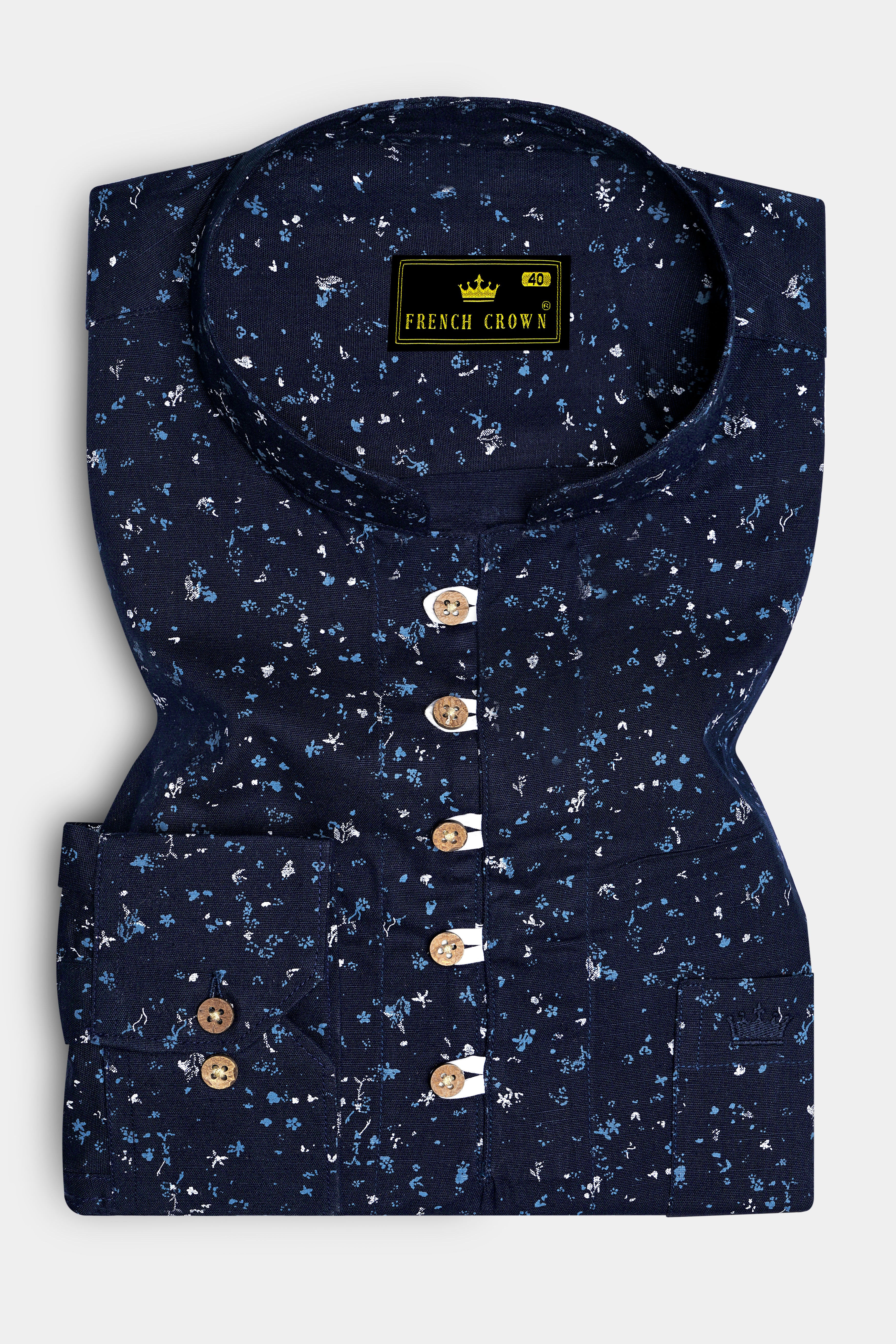 Mirage Blue Textured Luxurious Linen Kurta Shirt