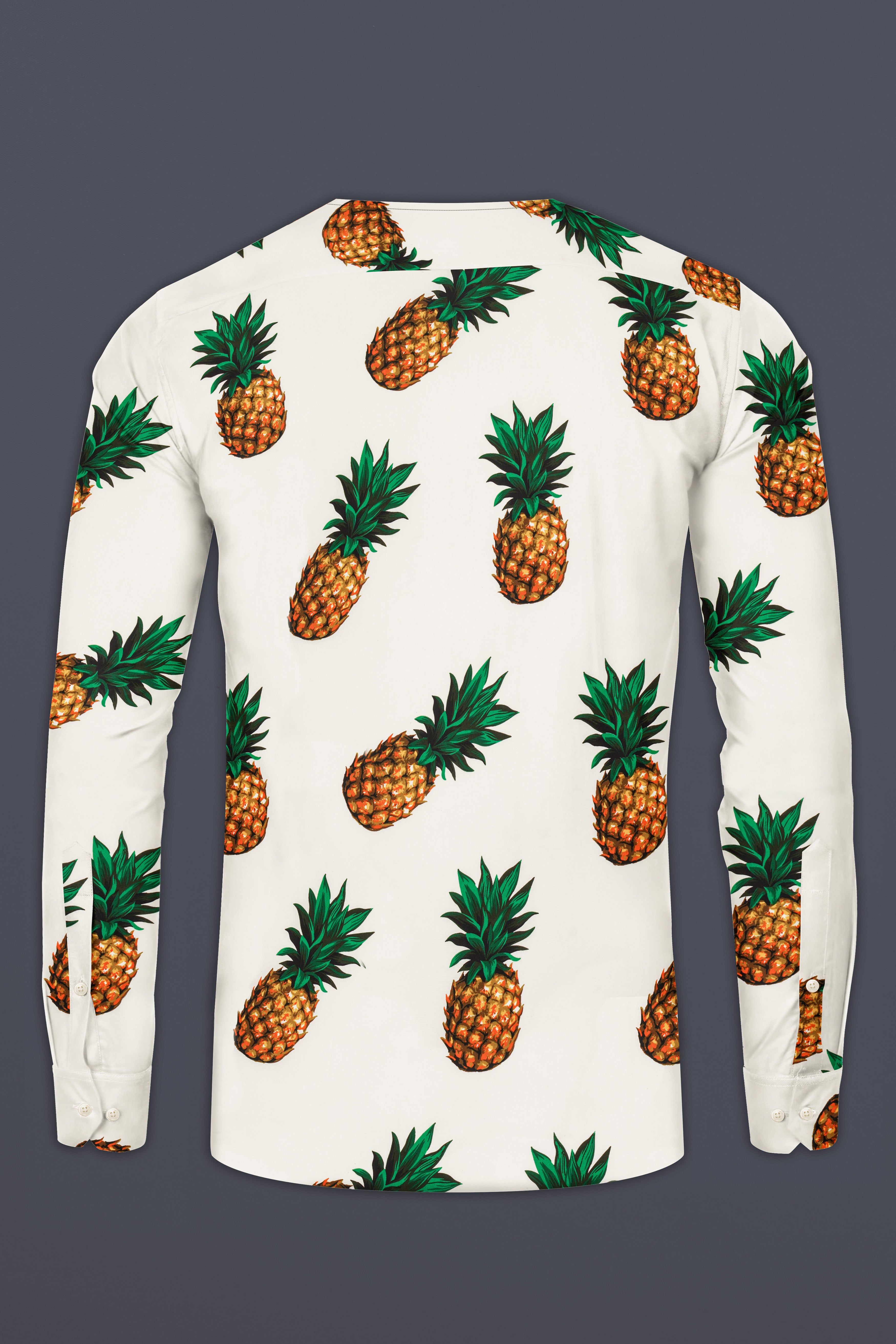 Meadow Beige Pineapple Printed Premium Cotton Designer Shirt