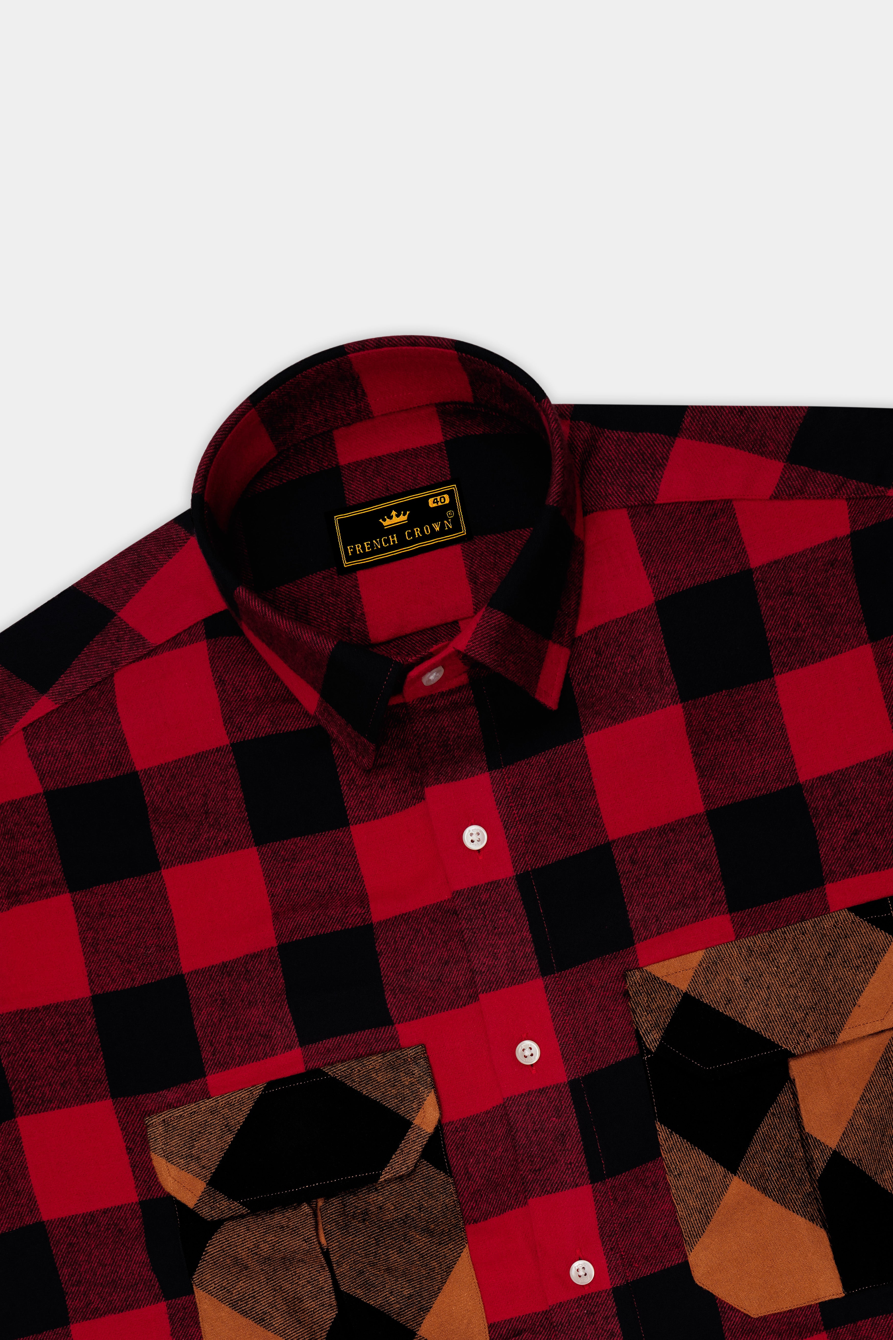 Shiraz Red and Black Checked Flannel Designer Overshirt/Shacket