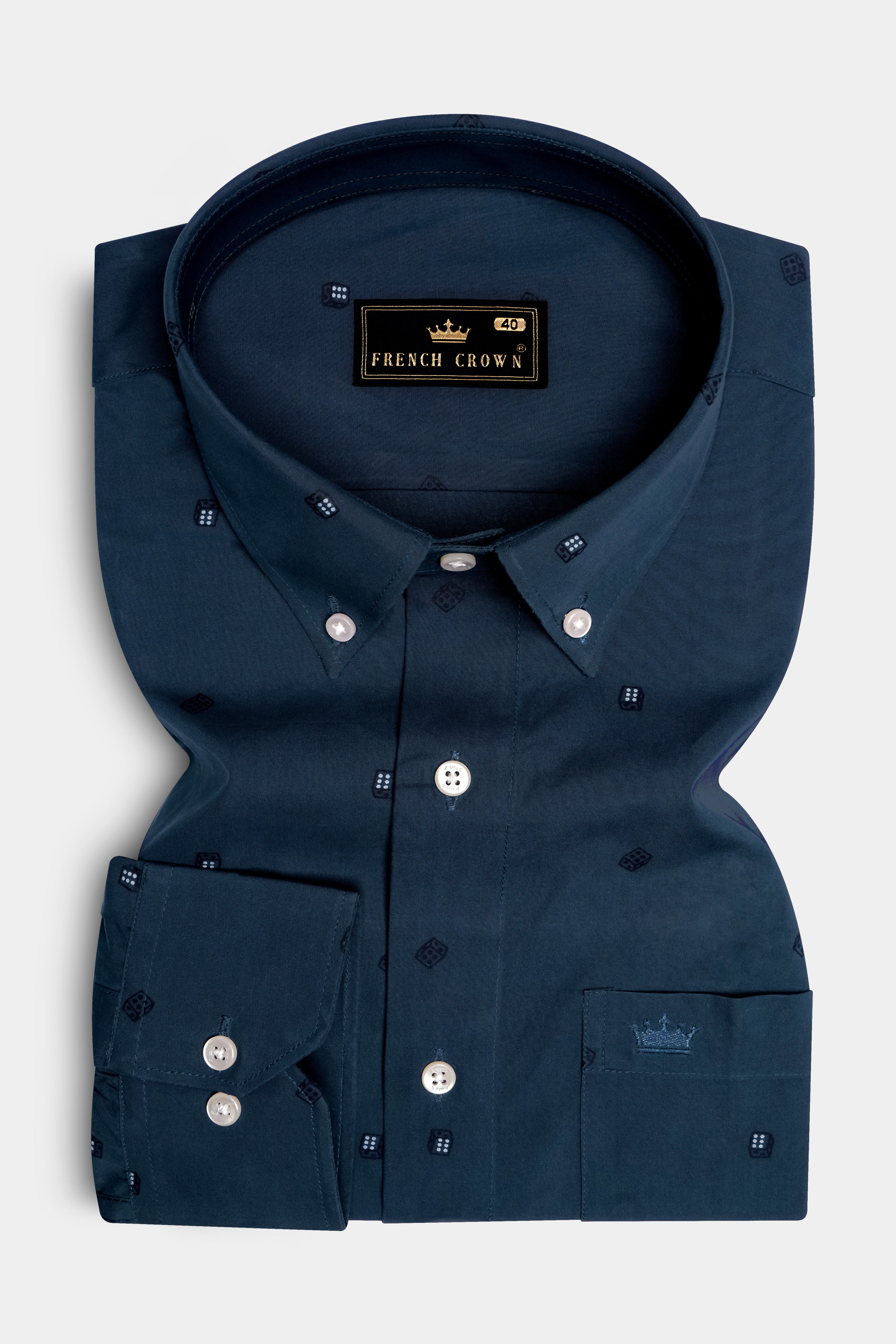 Charcoal Gray Dice Textured Royal Oxford Shirt