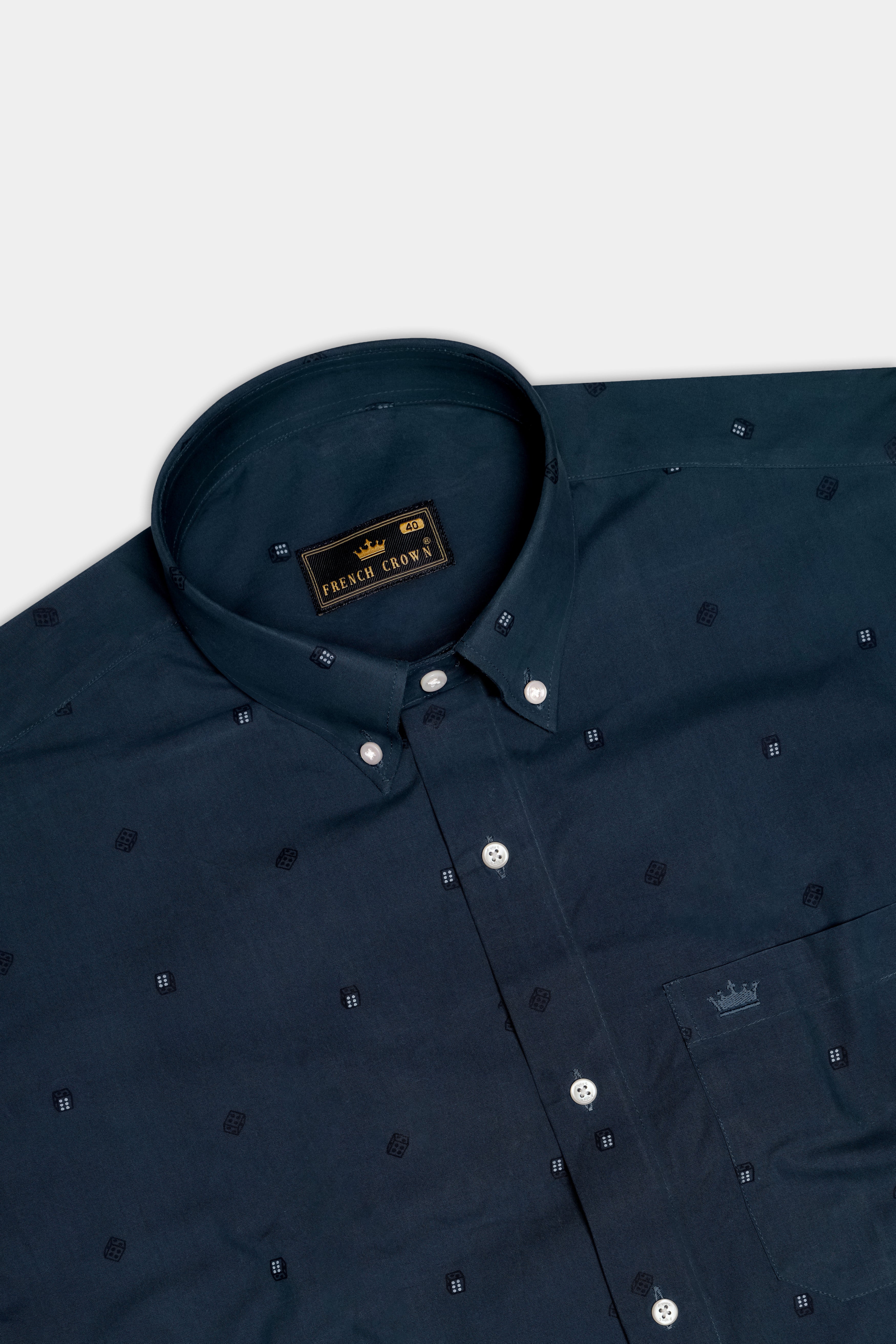 Charcoal Gray Dice Textured Royal Oxford Shirt