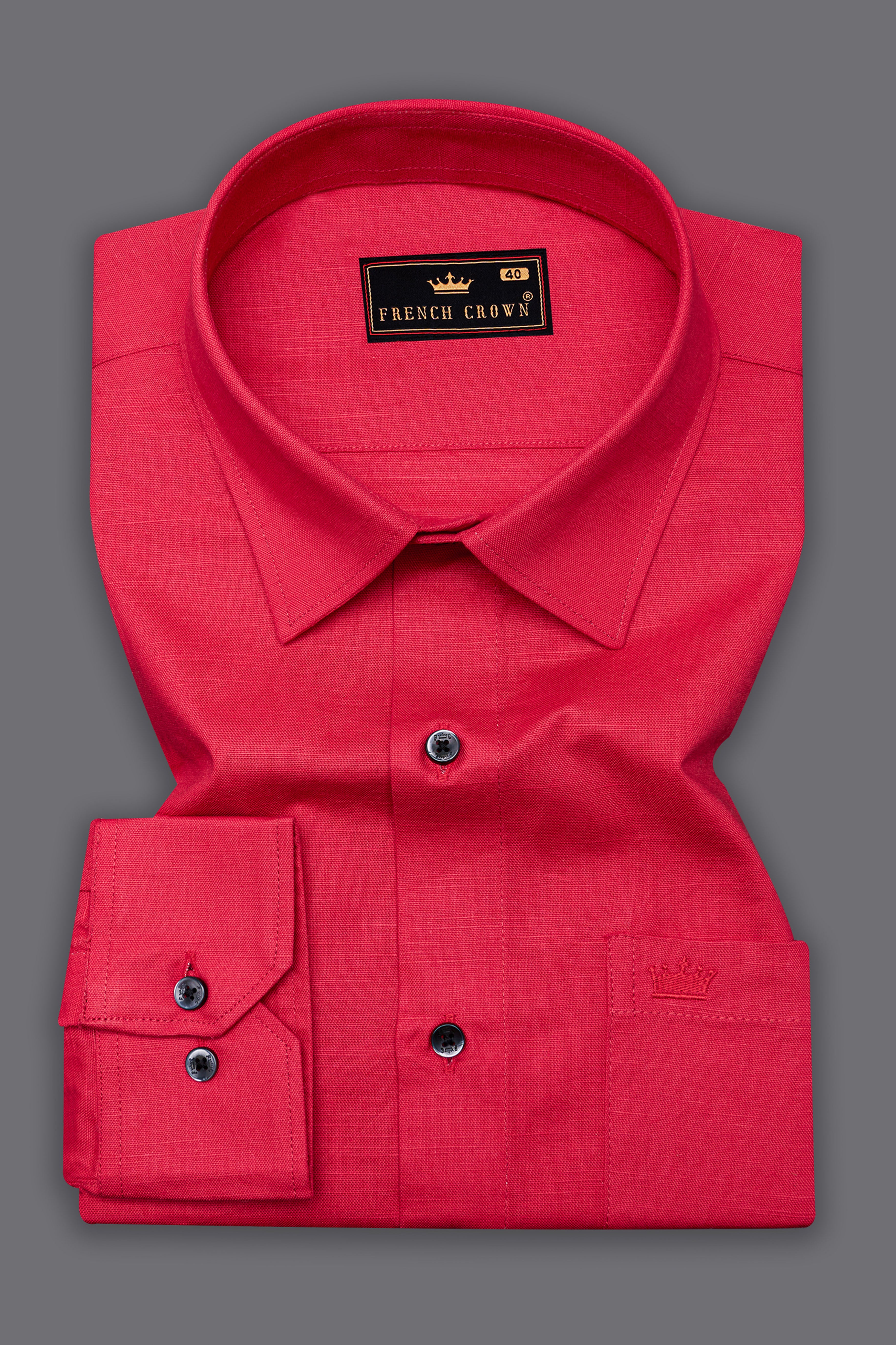 Cardinal Red Luxurious Linen Shirt