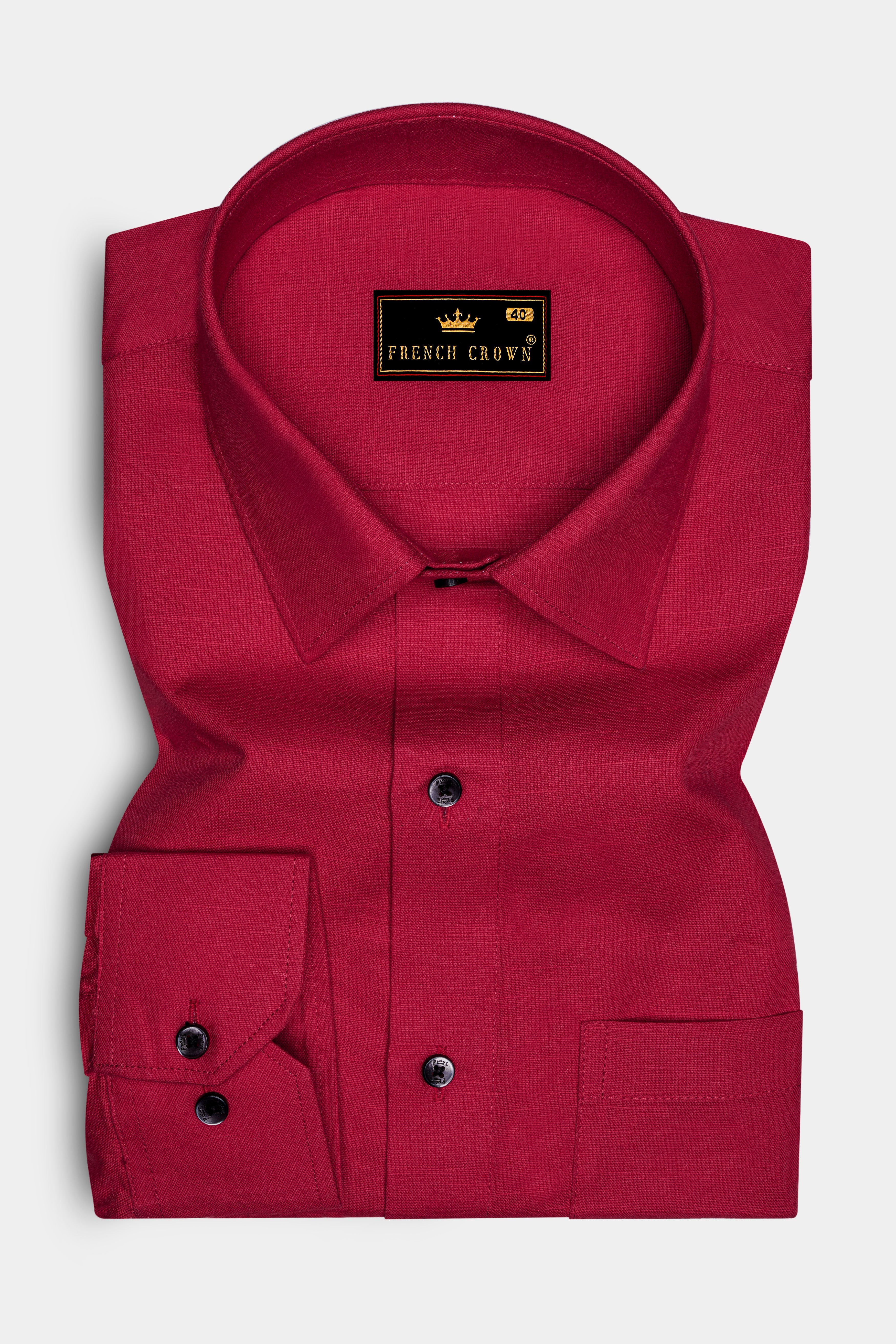 Cardinal Red Luxurious Linen Shirt