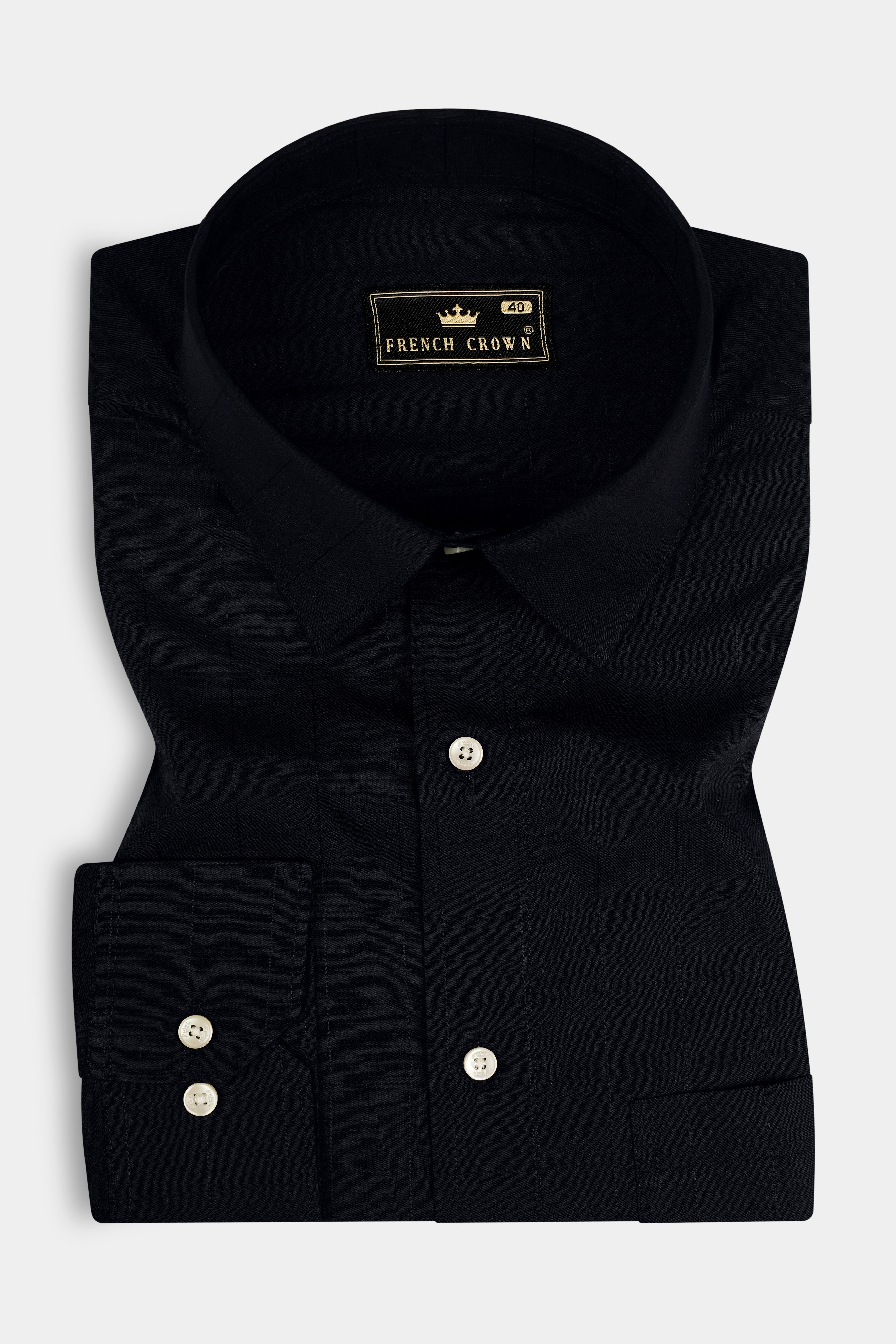 Jade Black Dobby Textured Premium Giza Cotton Shirt