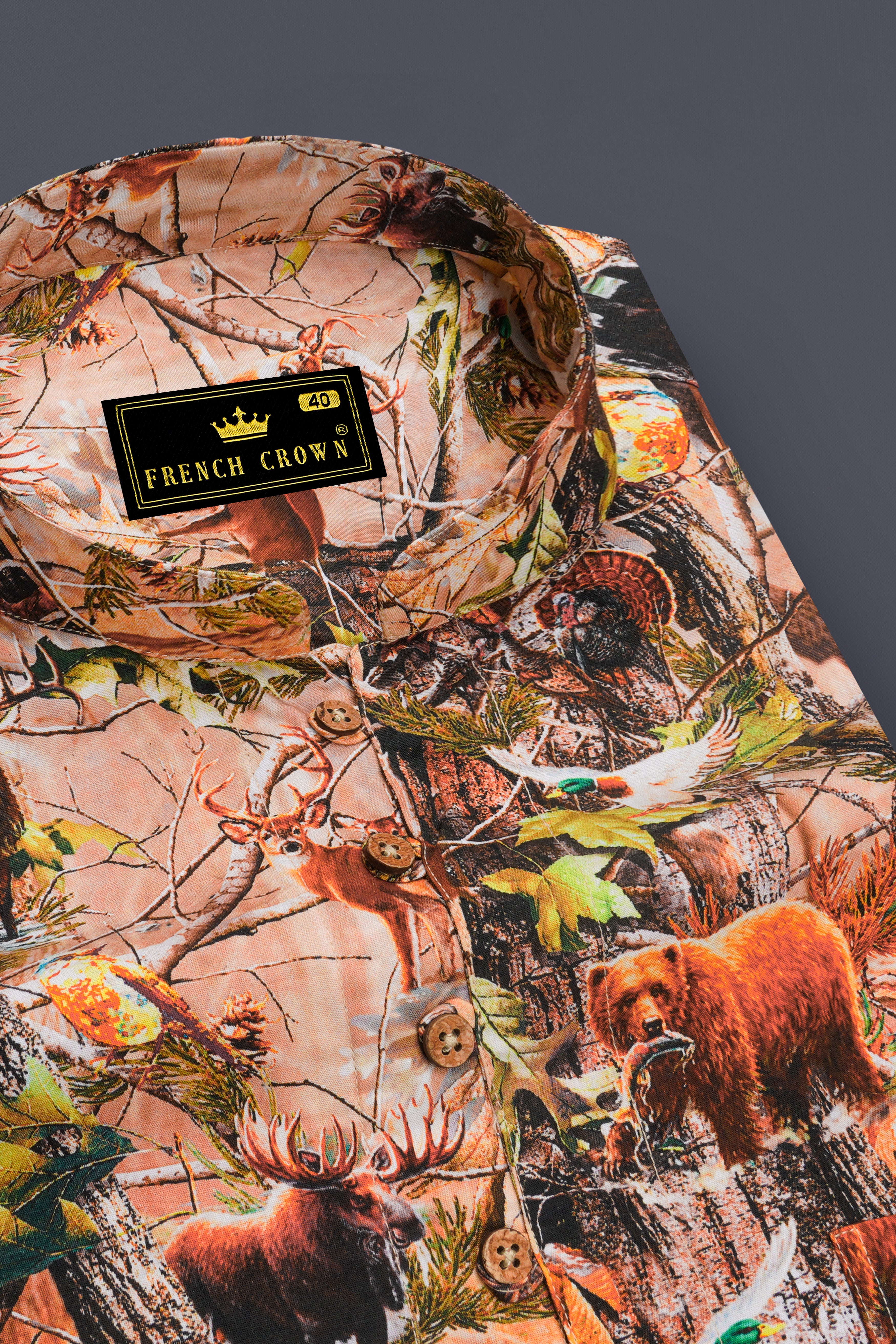 Mandys Beige Multicolour Tropical Printed Premium Cotton Kurta Shirt