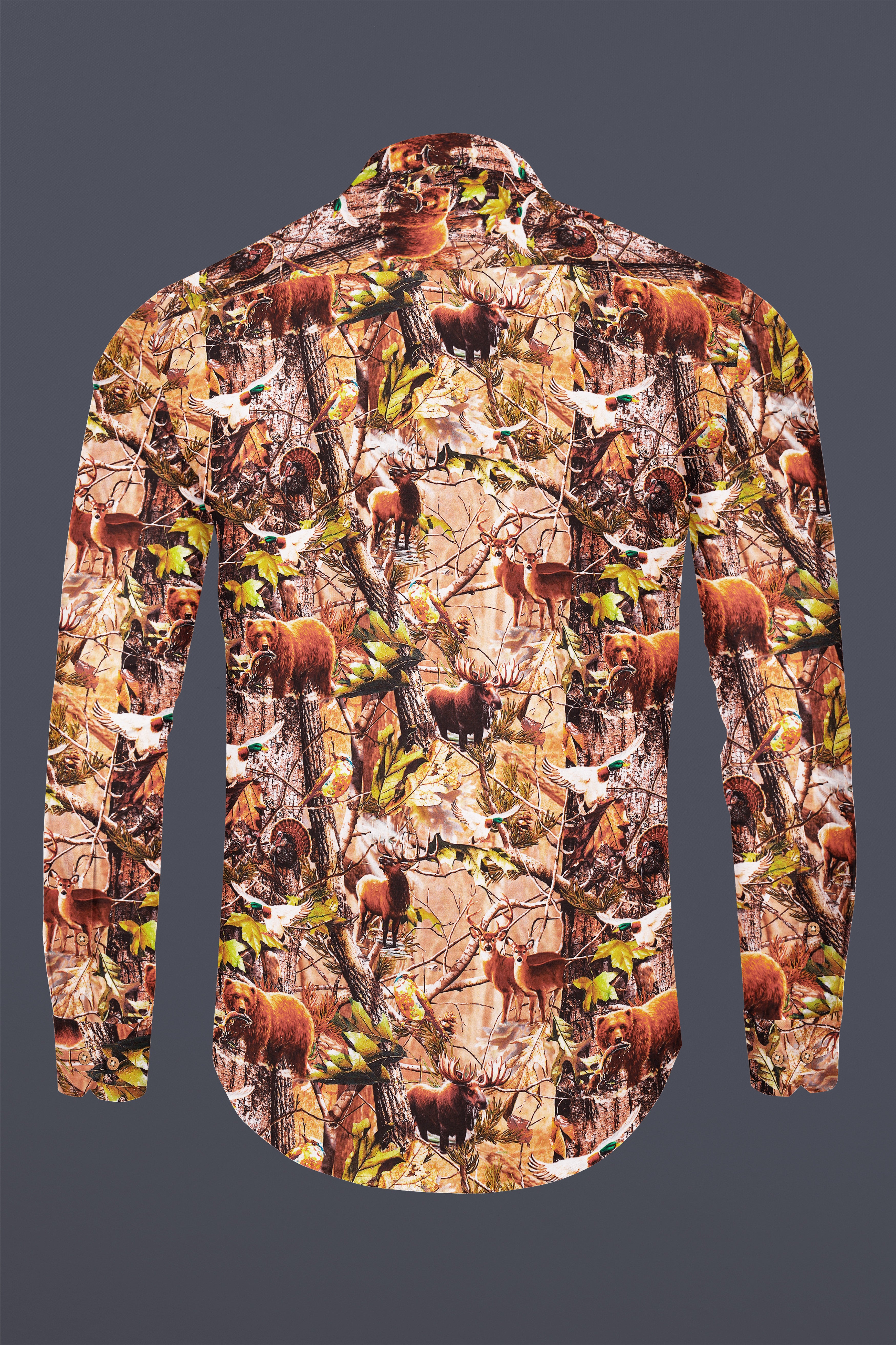 Mandys Beige Multicolour Tropical Printed Premium Cotton Kurta Shirt