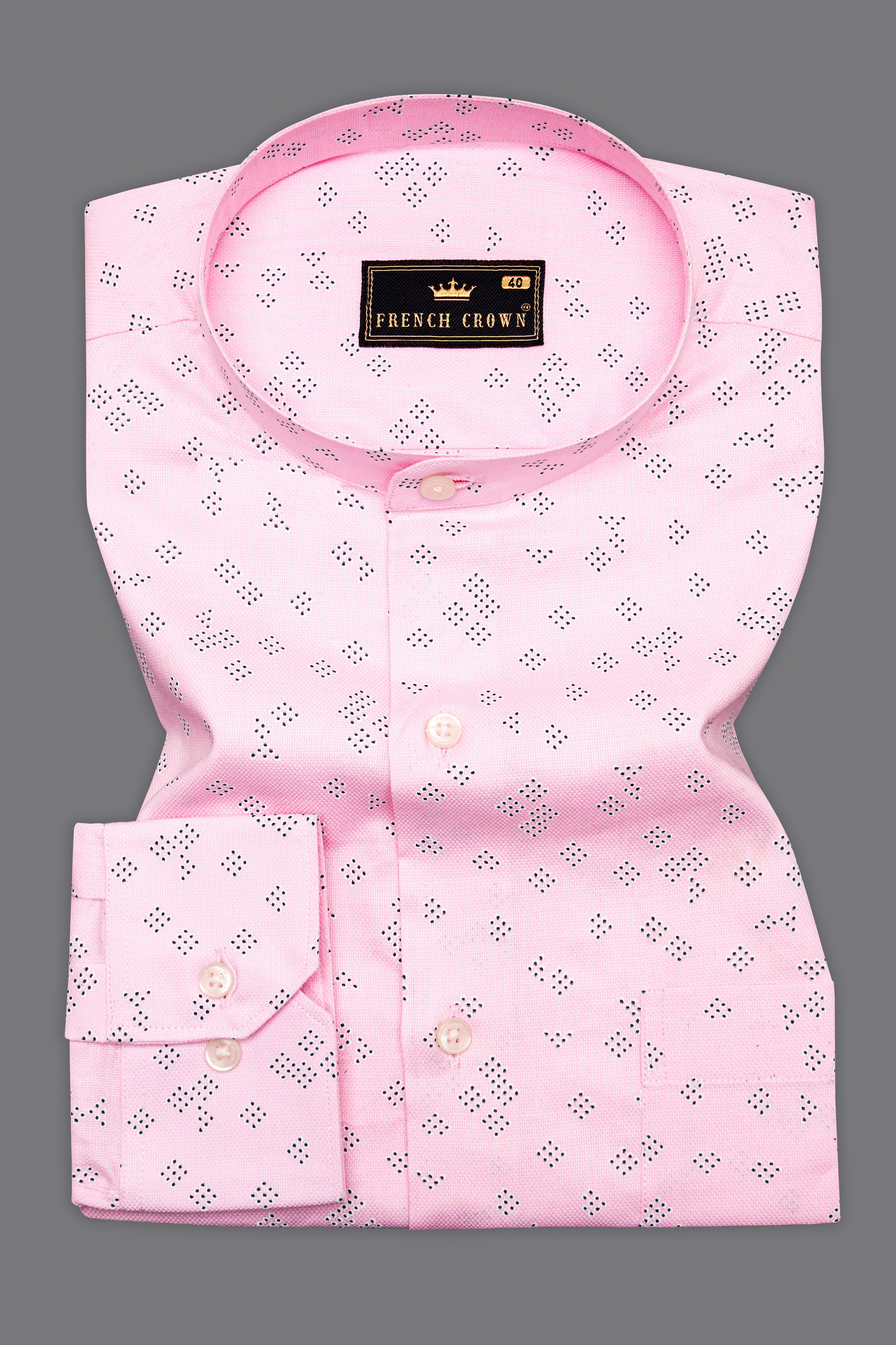 Oyster Pink Dobby Textured Premium Giza Cotton Shirt
