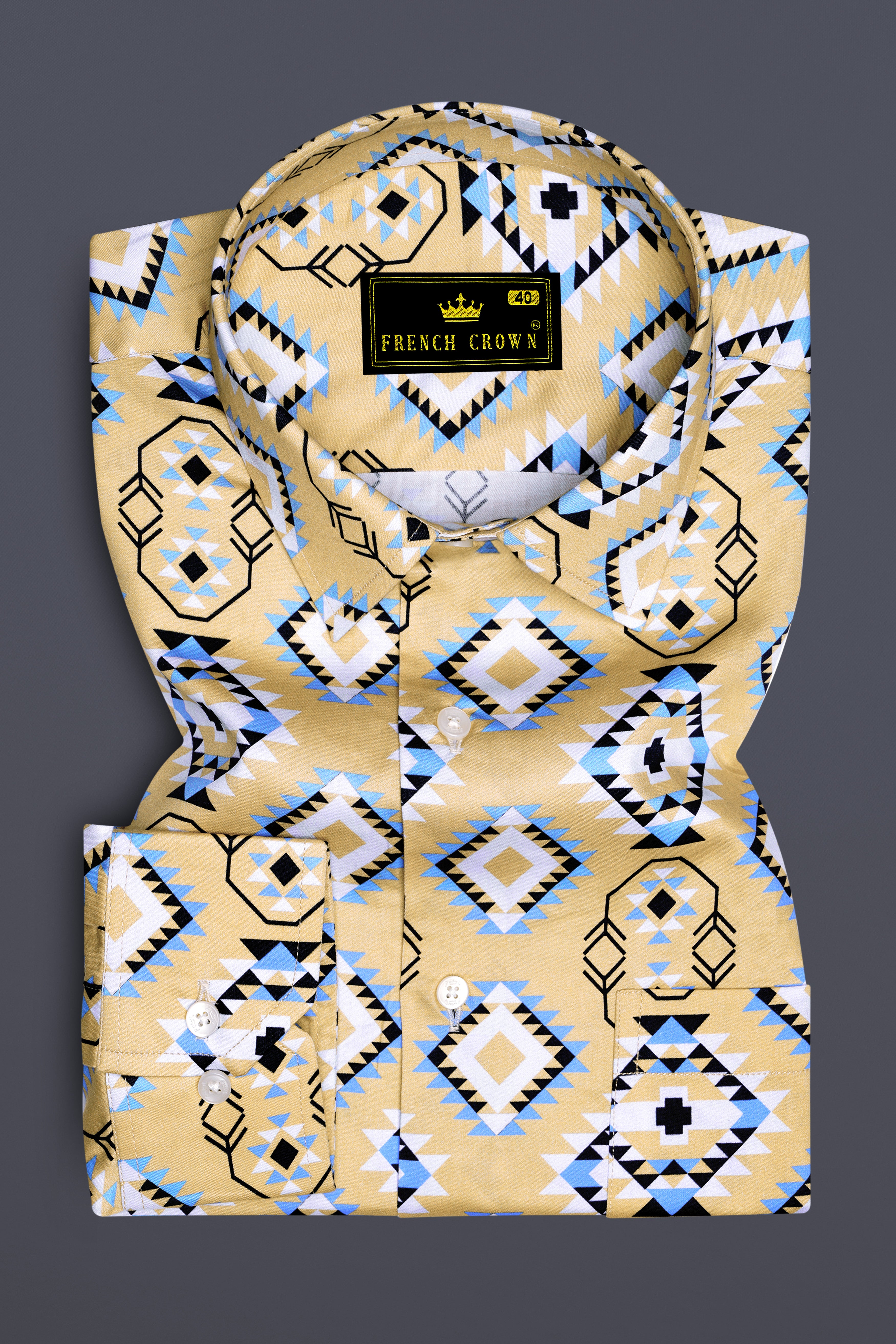 Cashmere Brown with White Multicolour Banjara Printed Super Soft Premium Cotton Shirt