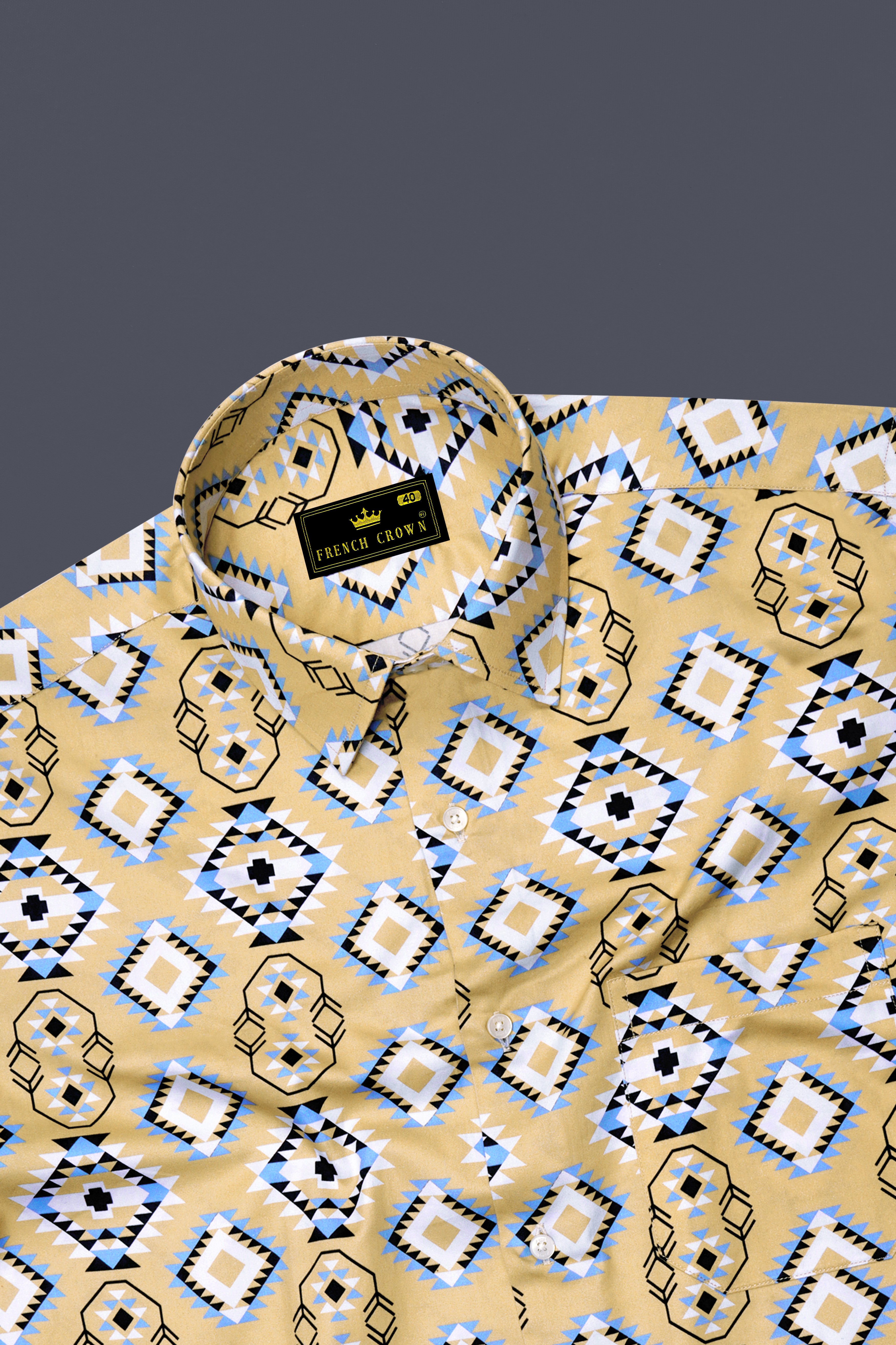 Cashmere Brown with White Multicolour Banjara Printed Super Soft Premium Cotton Shirt