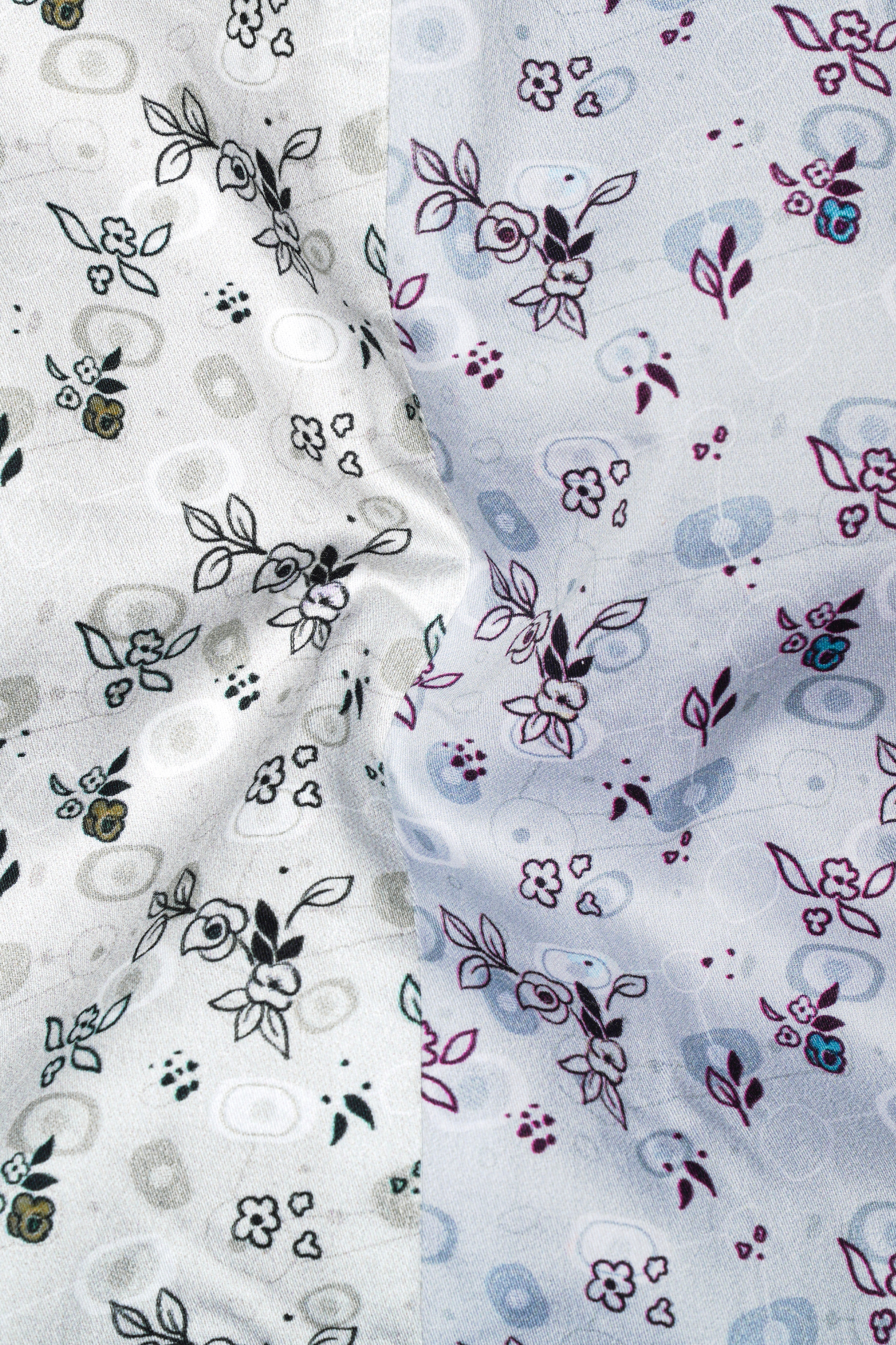 Mercury Cream and White Ditsy Printed Super Soft Premium Cotton Designer Shirt