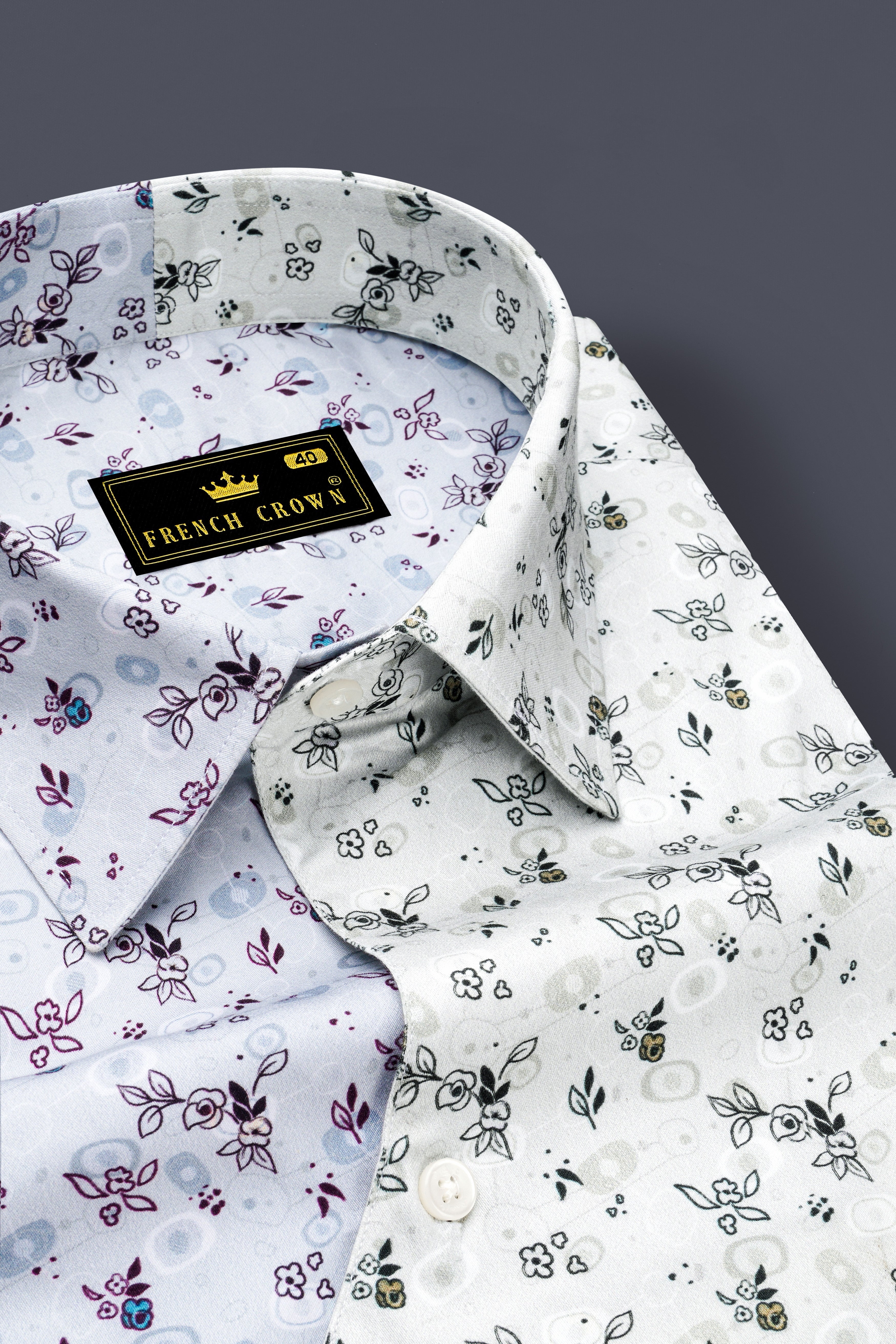 Mercury Cream and White Ditsy Printed Super Soft Premium Cotton Designer Shirt