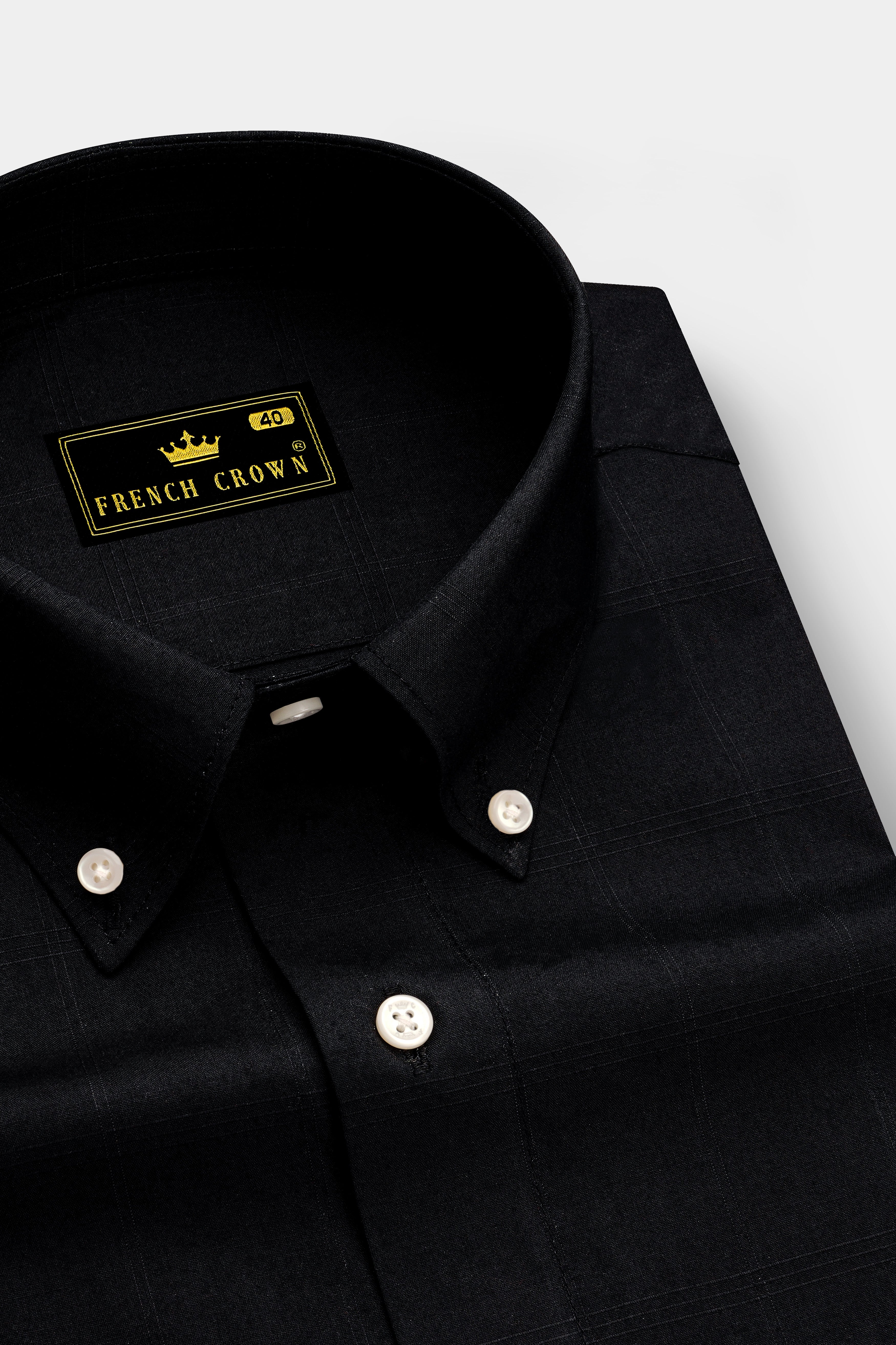 Jade Black Dobby Textured Premium Giza Cotton Shirt