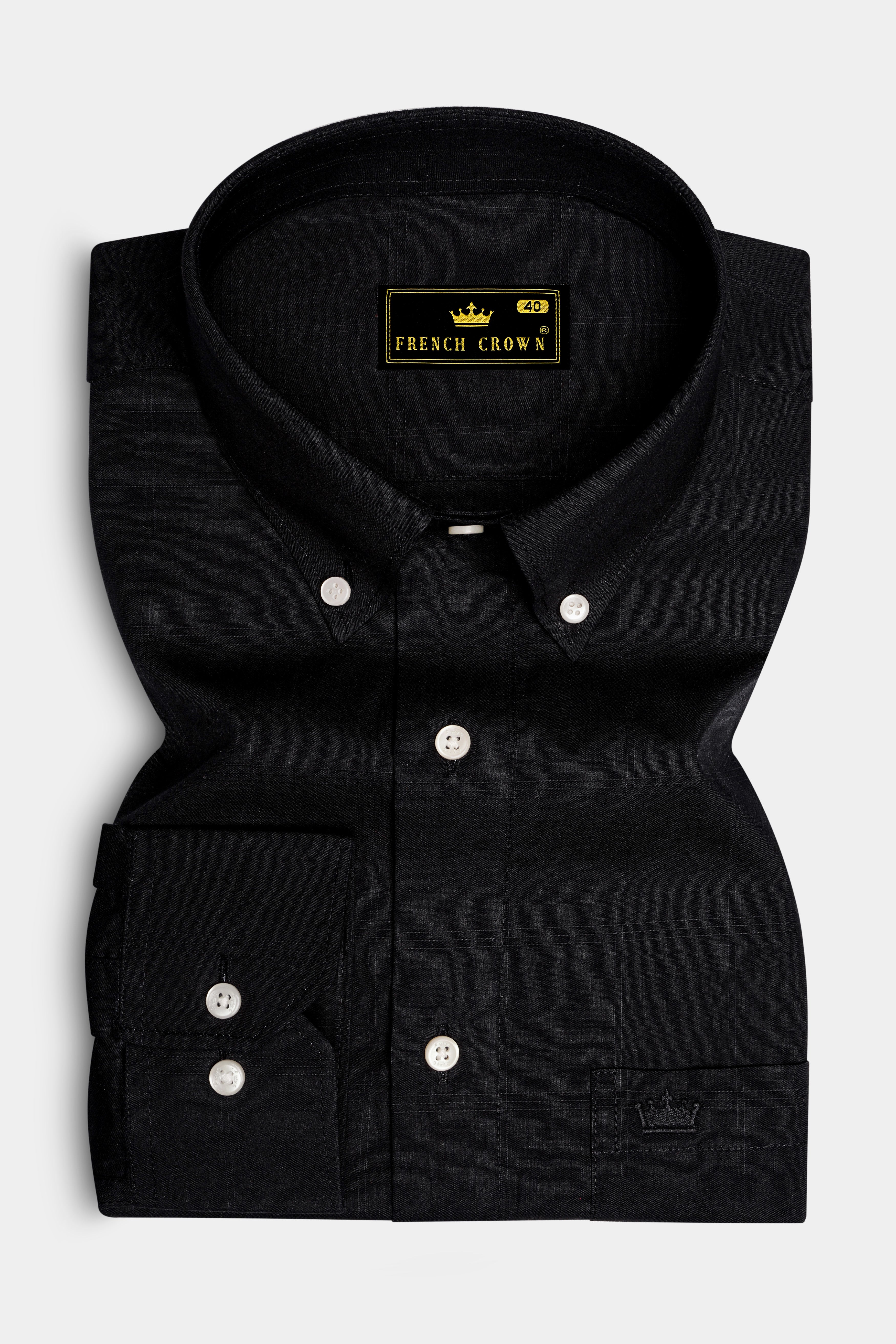 Jade Black Dobby Textured Premium Giza Cotton Shirt