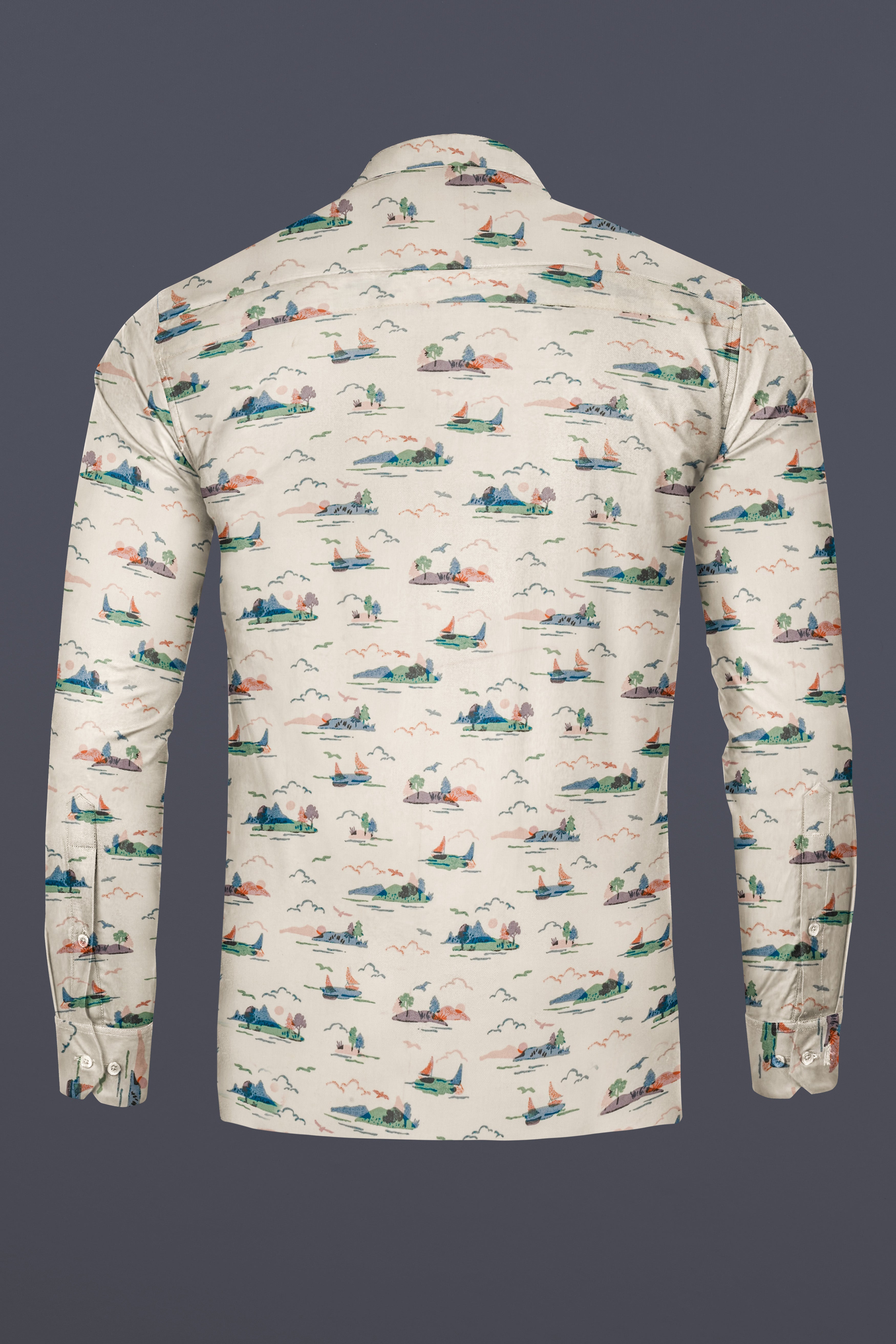 Merino Cream Printed Premium Cotton Designer Shirt