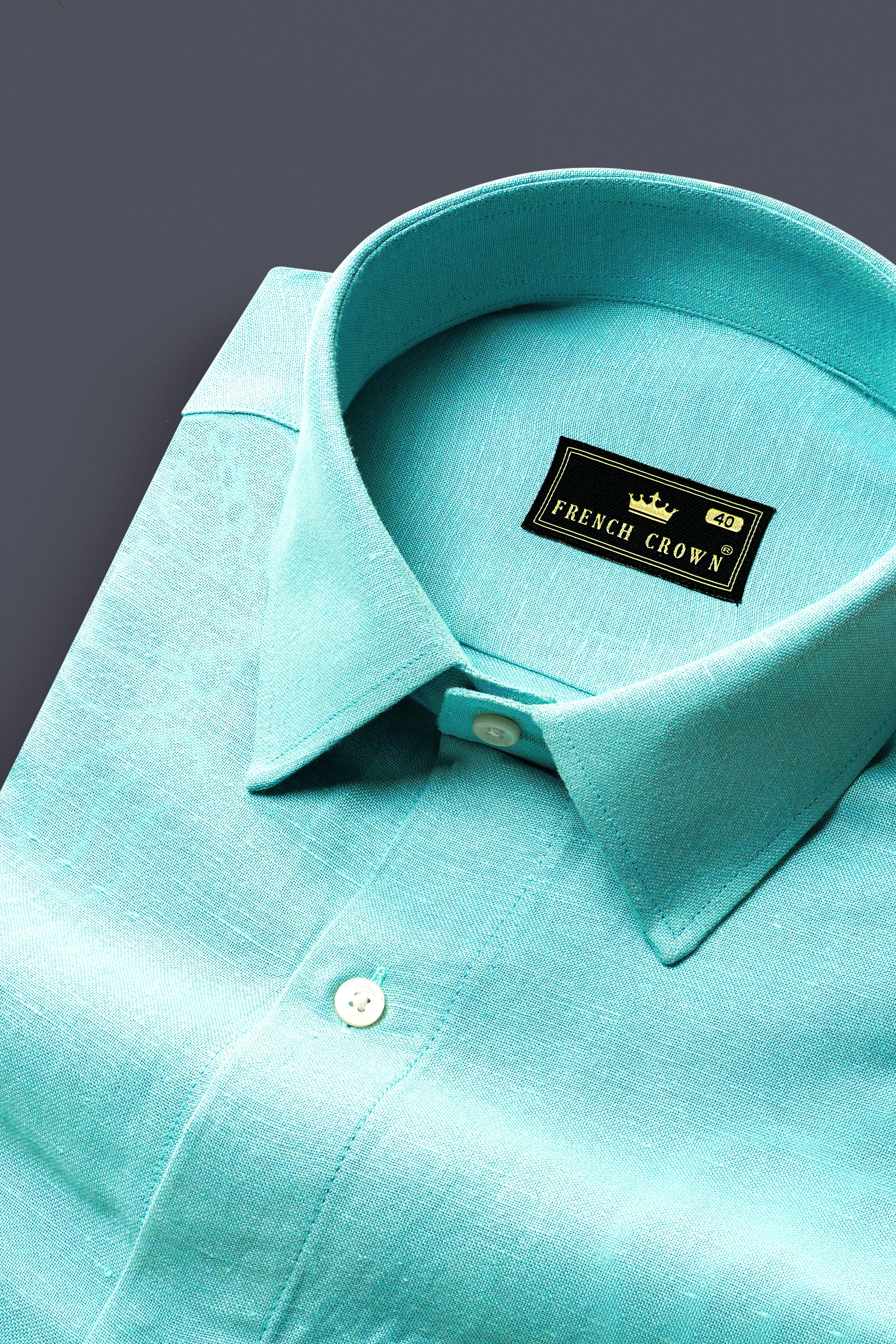 Mizuasagi Aqua Blue Luxurious Linen Shirt