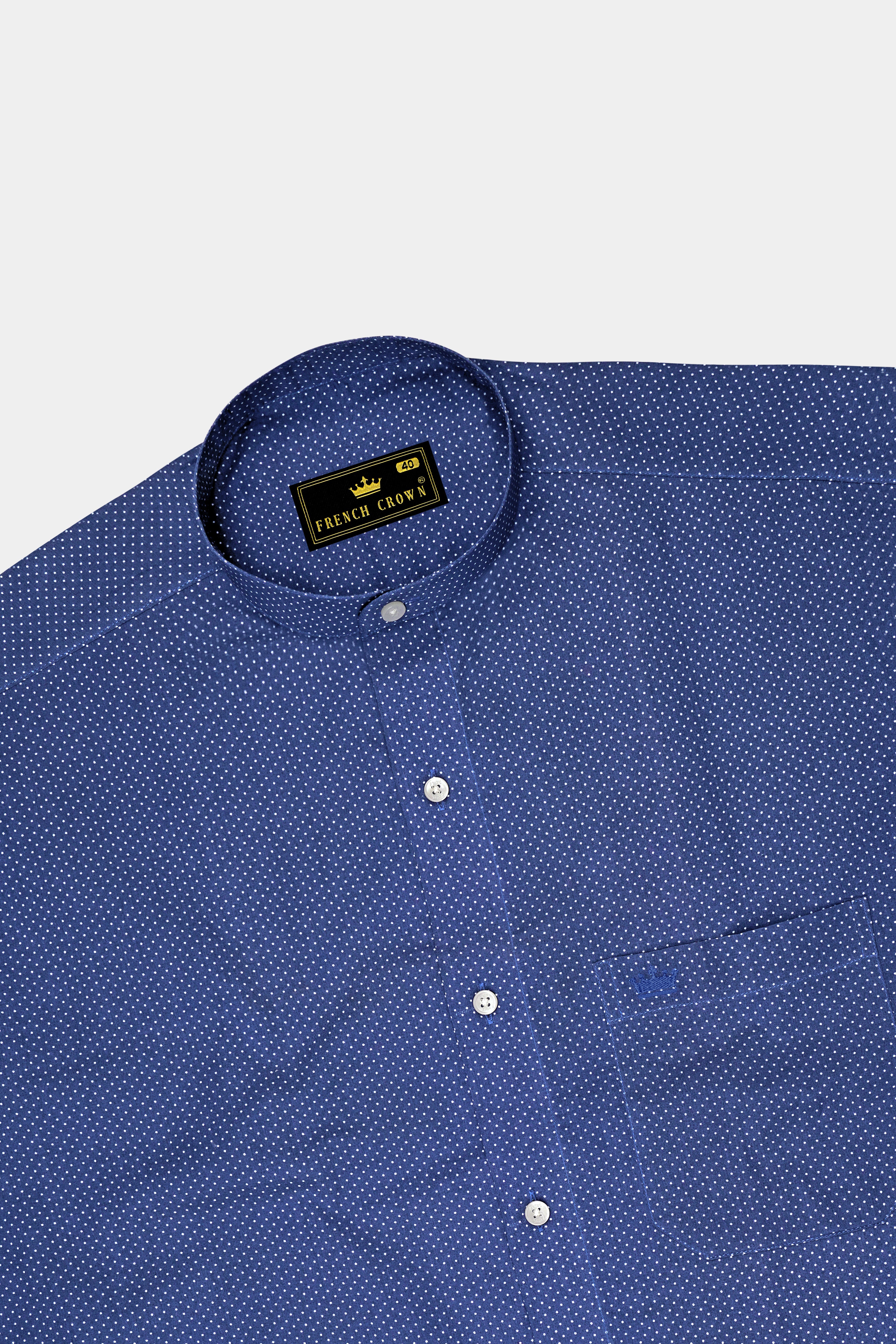 Twilight Blue Polka Dots Premium Cotton Shirt